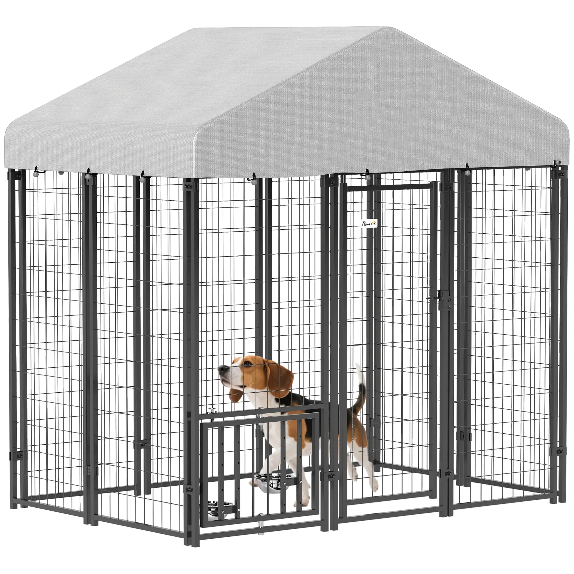 Outdoor Dog Kennel, Waterproof UV-Resistant Cover, Adjustable Feeding Bowls, 5.9 x 4 x 6 ft - Image 11
