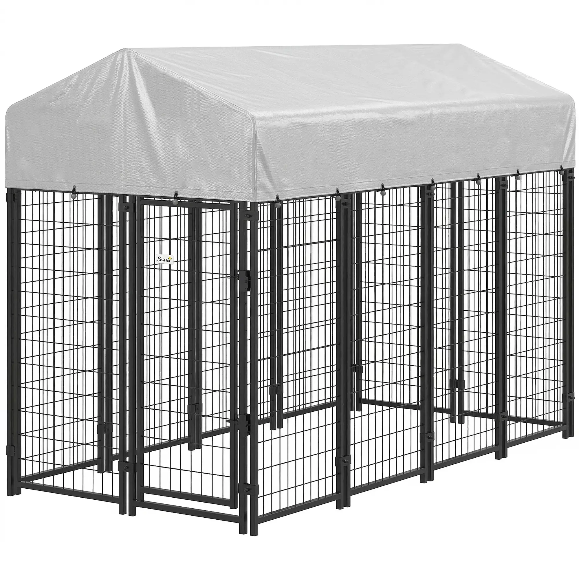Outdoor Dog Kennel With Roof, 8' x 4' x 6', Heavy Duty Welded Wire Playpen
