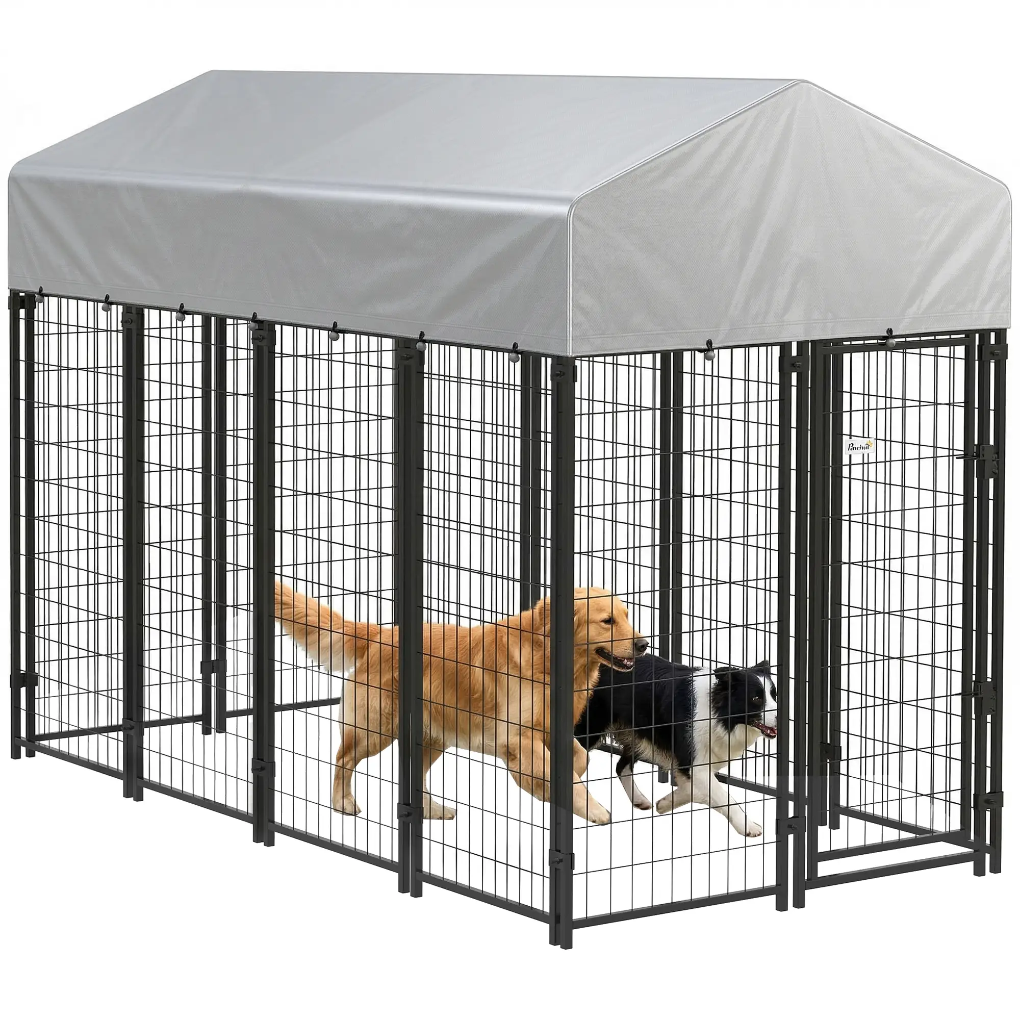 Outdoor Dog Kennel With Roof, 8' x 4' x 6', Heavy Duty Welded Wire Playpen - Image 11