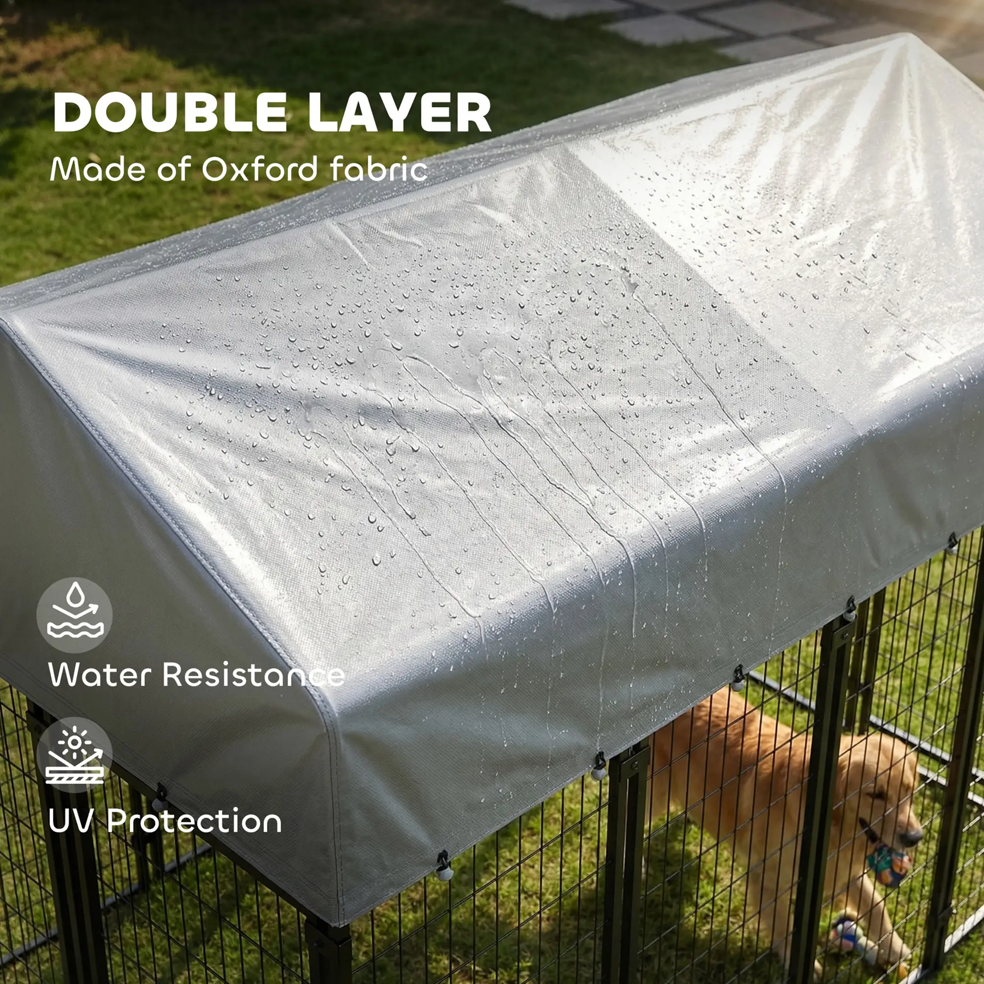 Outdoor Dog Kennel With Roof, 8' x 4' x 6', Heavy Duty Welded Wire Playpen - Image 5