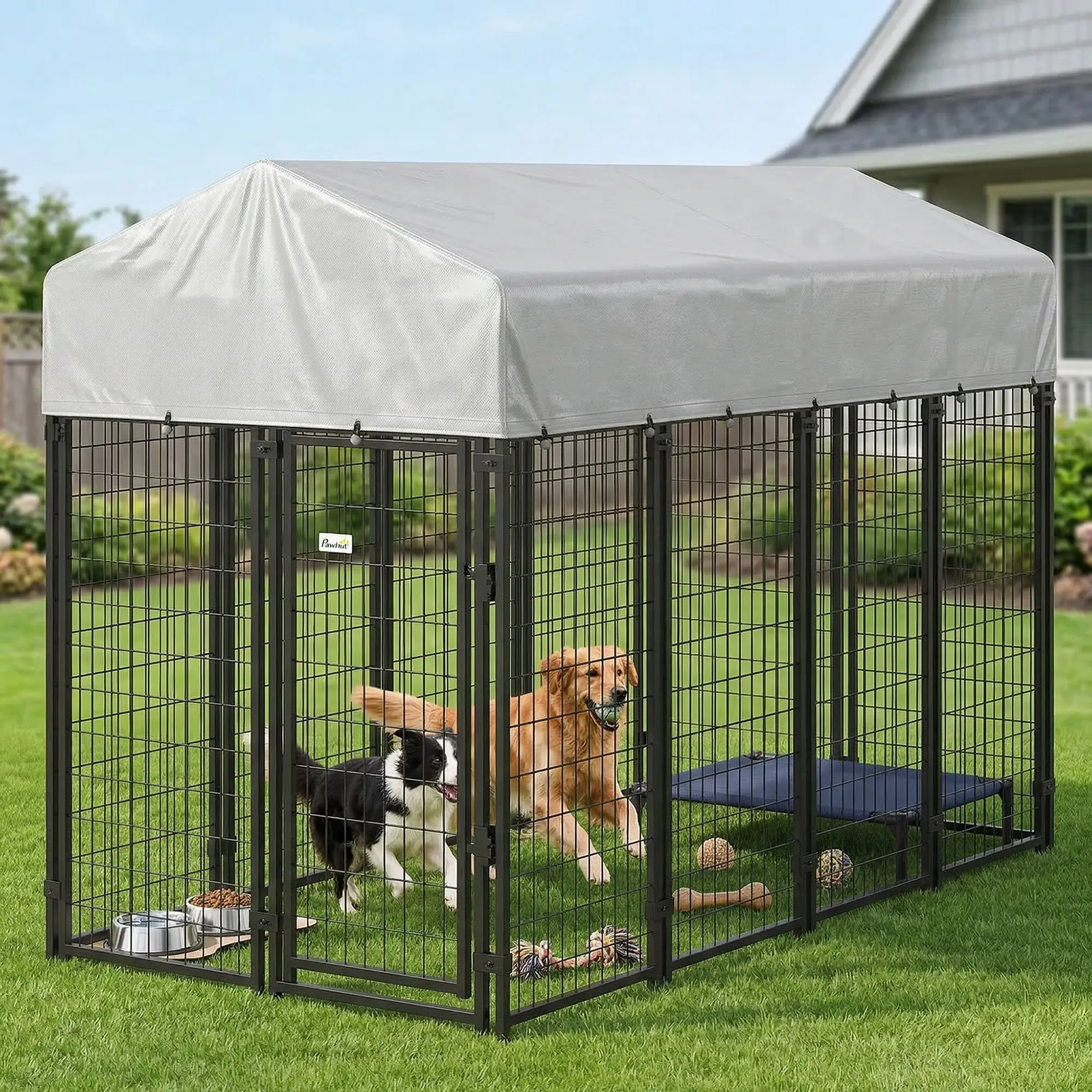 Outdoor Dog Kennel With Roof, 8' x 4' x 6', Heavy Duty Welded Wire Playpen - Image 8