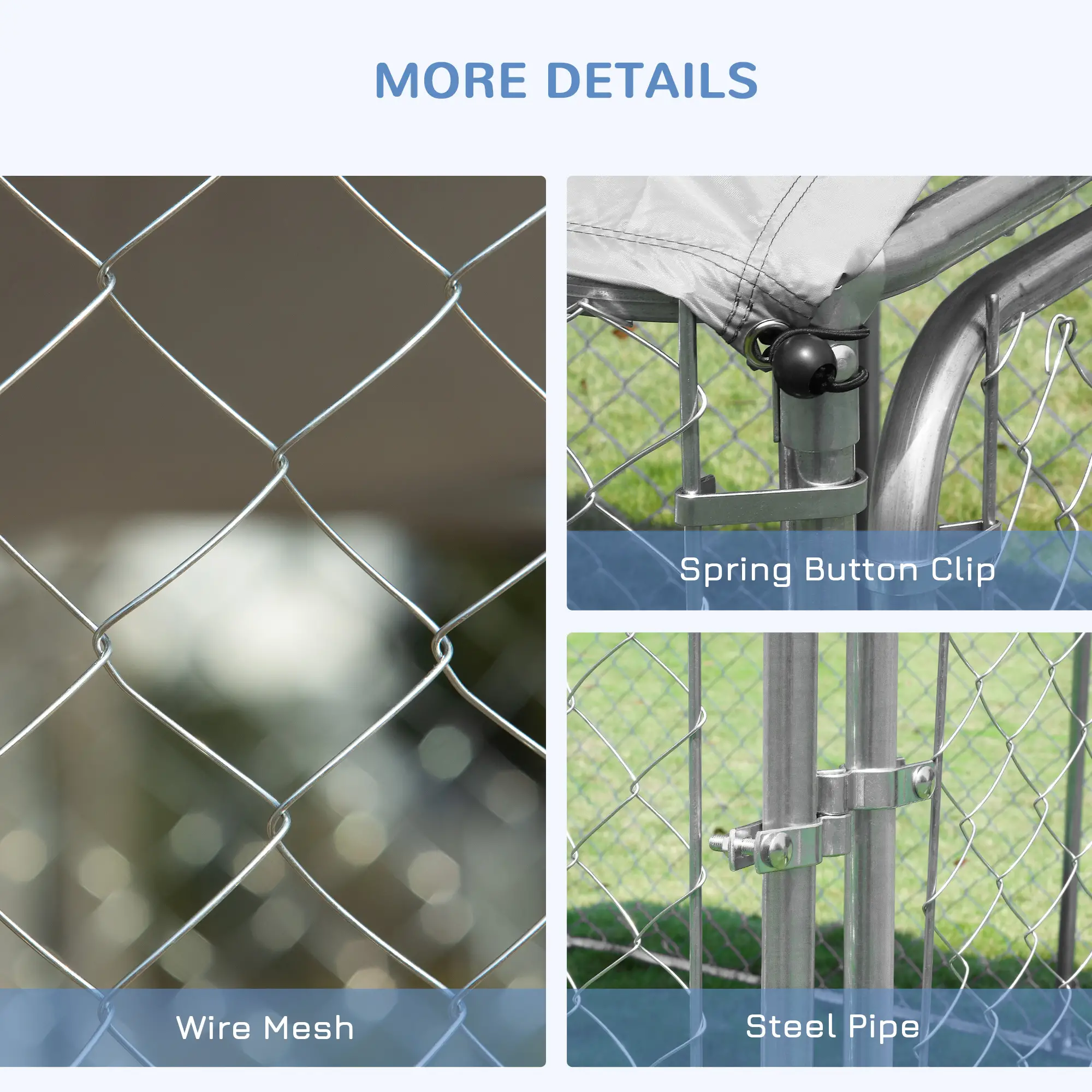 Outdoor Dog Kennel With Roof, Waterproof UV-Resistant Cover, Secure Lock, 7.5' x 7.5' x 5.7' - Image 6