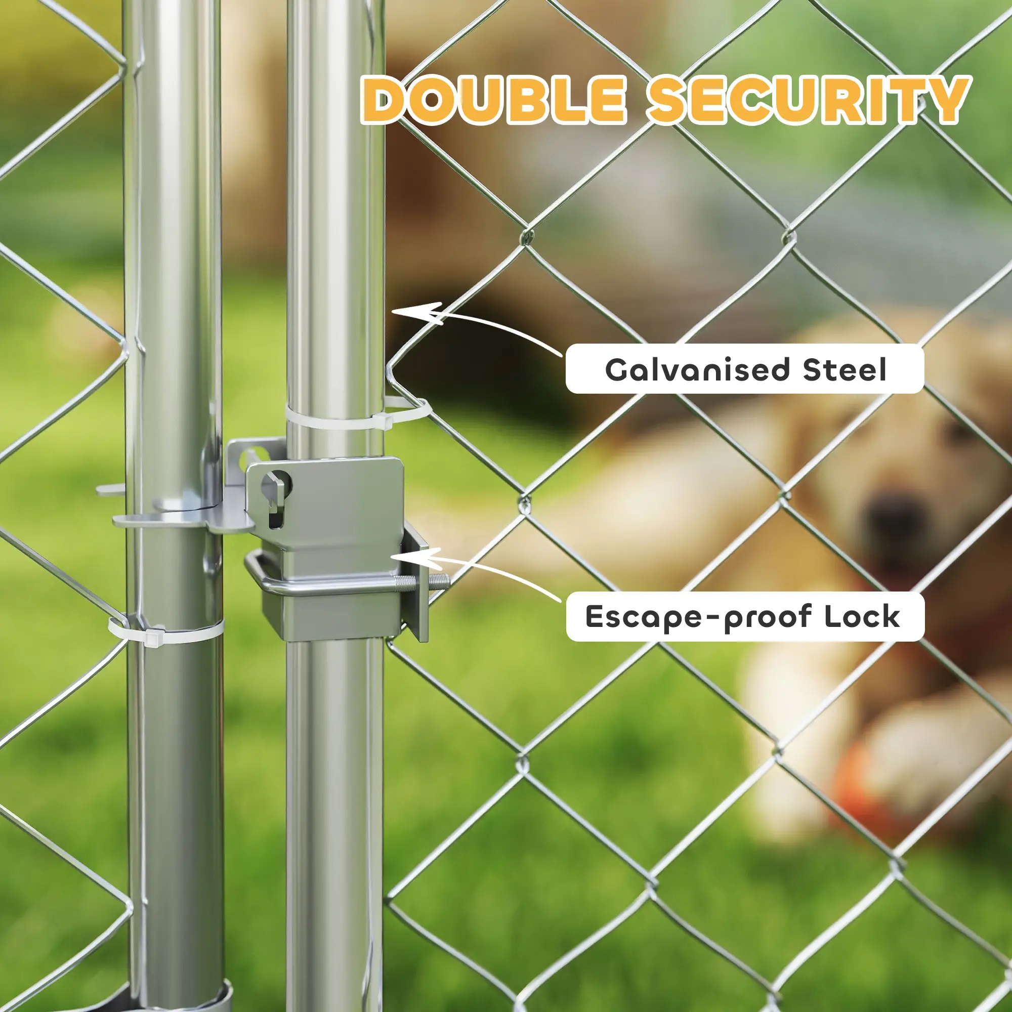 Outdoor Dog Run, Adjustable Bowls, Waterproof Cover, 19.7' x 7.5' x 7.5' - Image 5