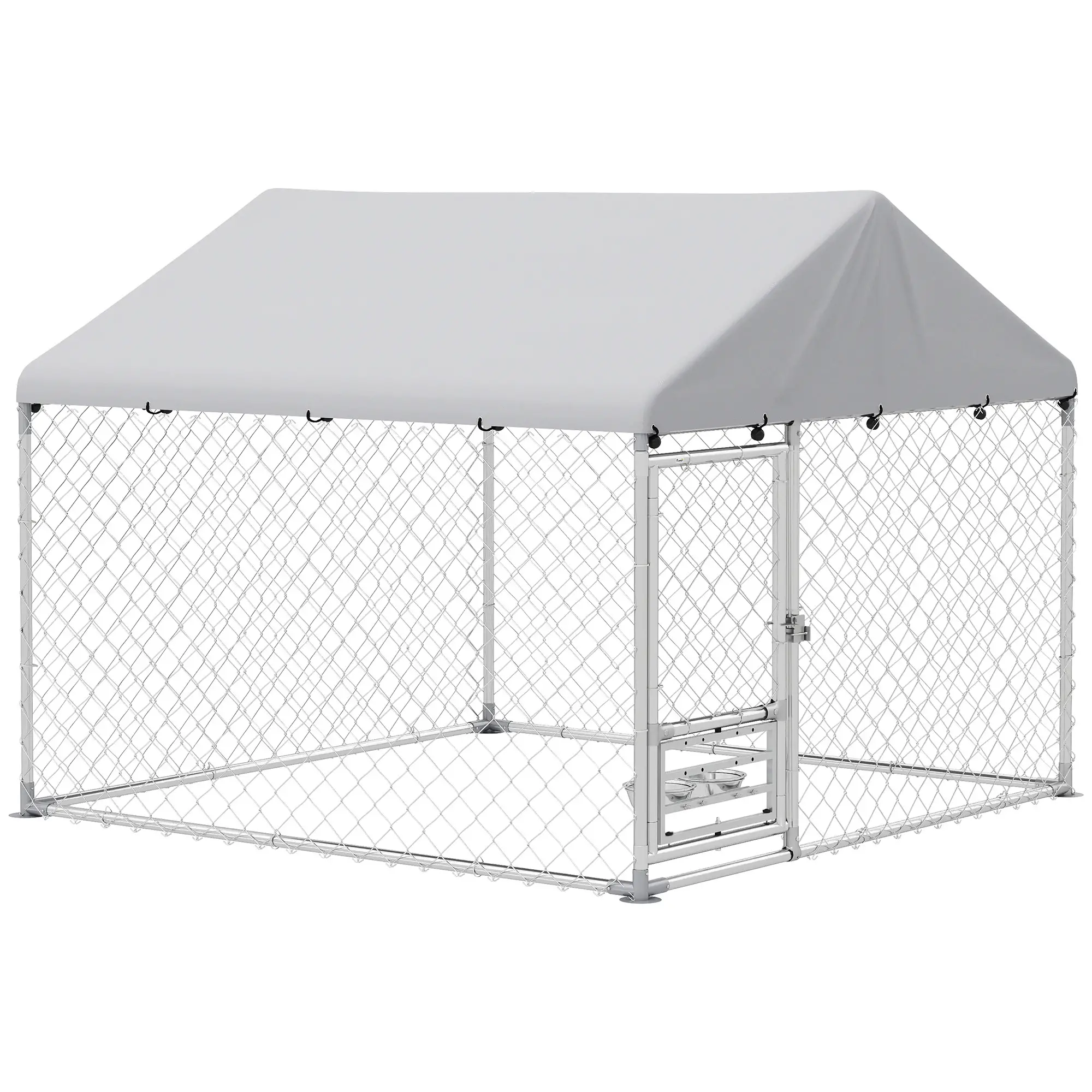 Outdoor Dog Run, Adjustable Rotating Bowls, Waterproof Cover, 6.6' x 6.6' x 5.1' - Image 11
