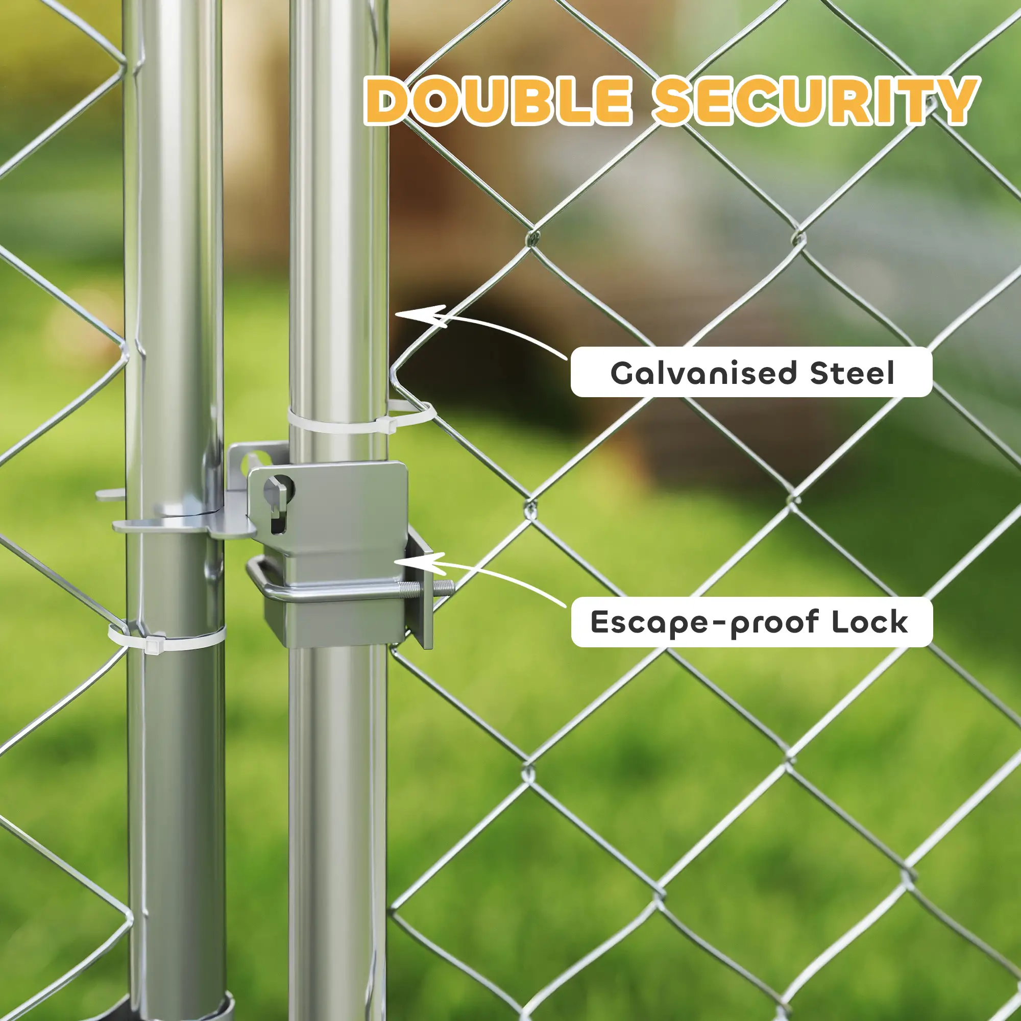 Outdoor Dog Run, Adjustable Rotating Bowls, Waterproof Cover, 6.6' x 6.6' x 5.1' - Image 5