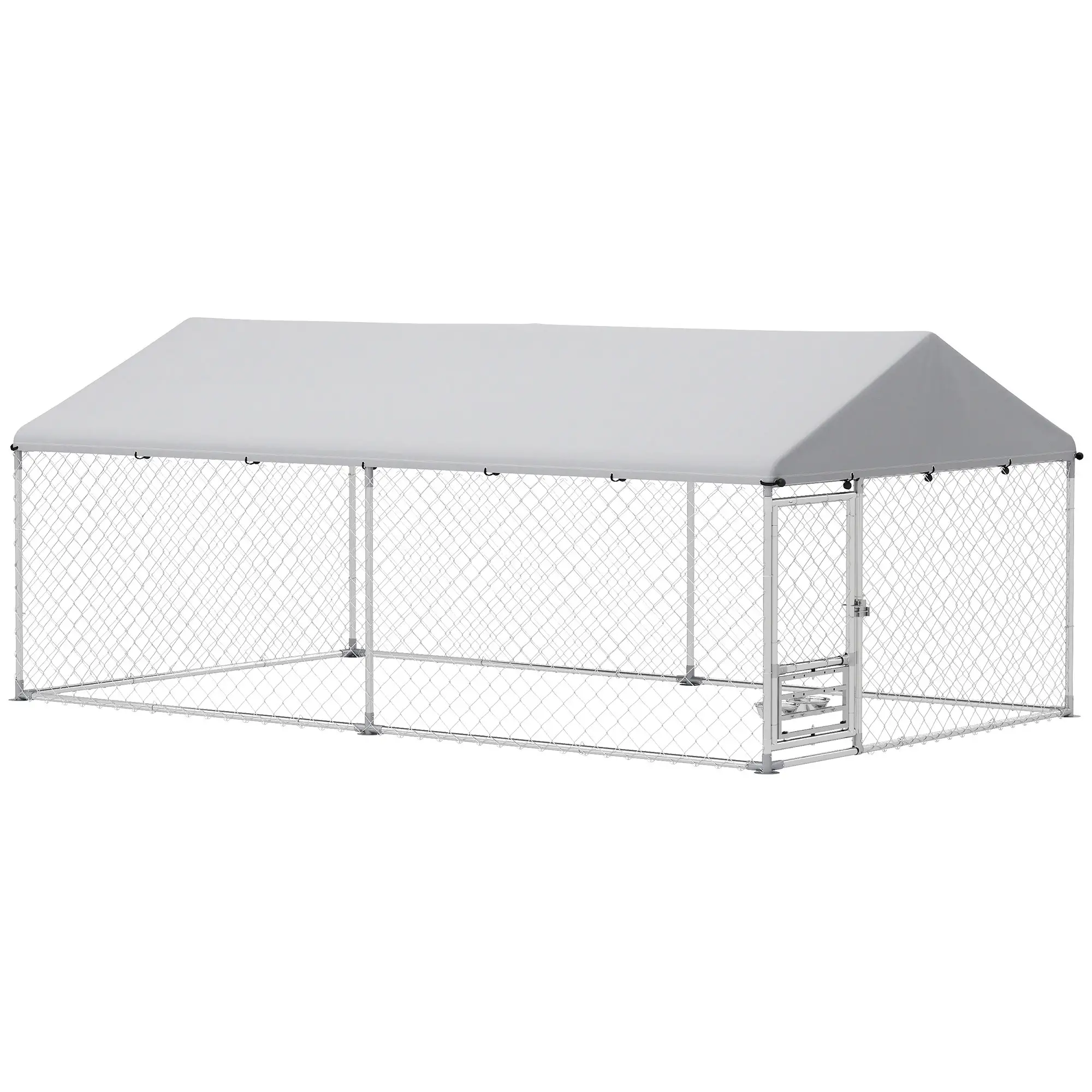 Outdoor Dog Run With Adjustable Bowls, Waterproof Cover, 13.1' x 7.5' x 5.2' - Image 11