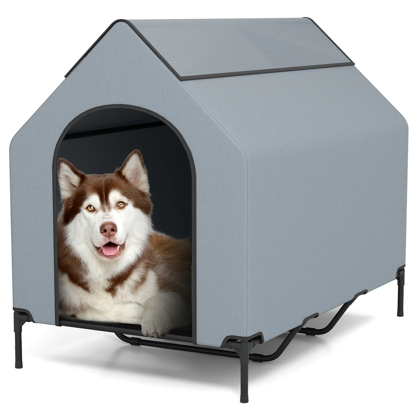 Outdoor Elevated Pet House, Large, Gray