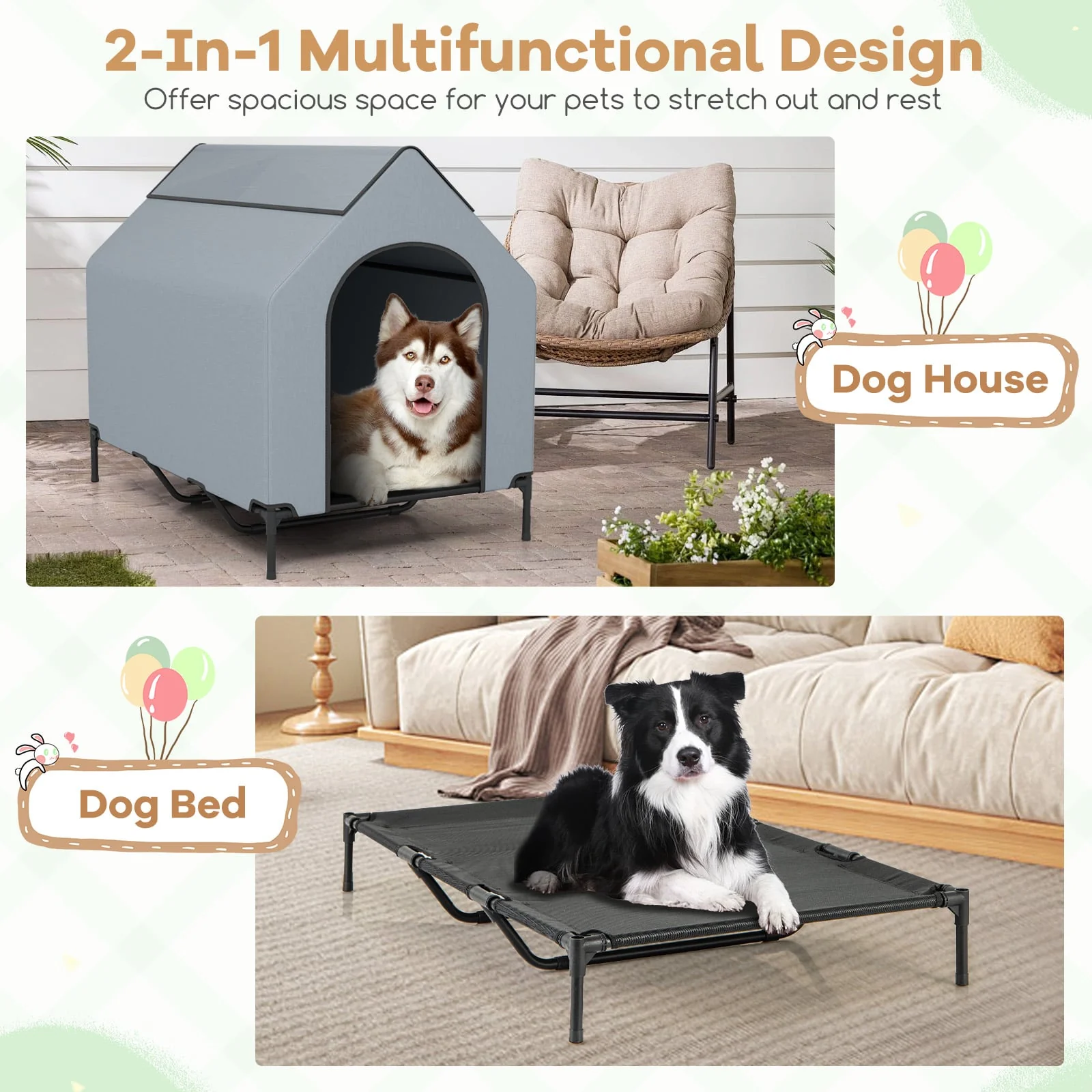 Outdoor Elevated Pet House, Large, Gray - Image 6