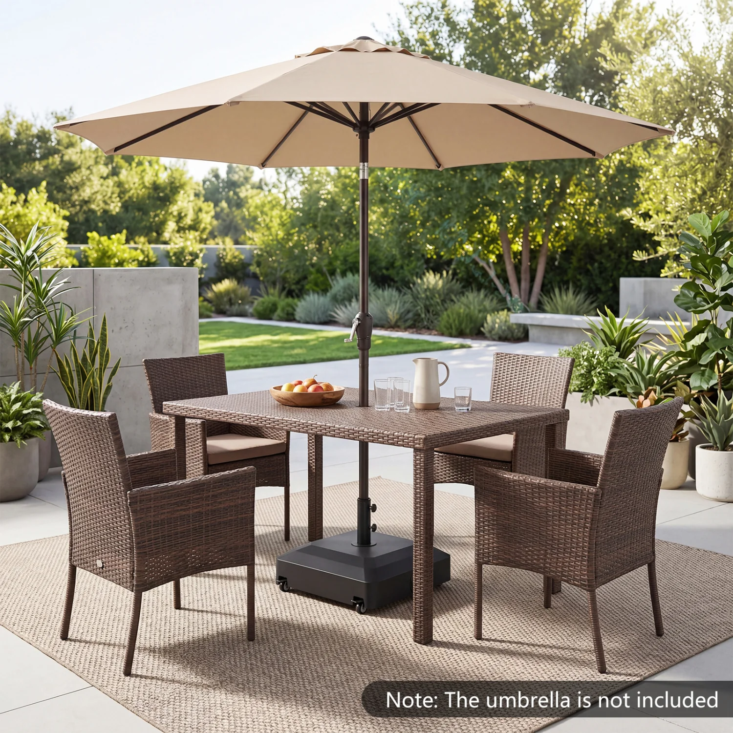 Outdoor Fillable Umbrella Base with Wheels Water Sand Weighted Umbrella Stand, Black - Image 3