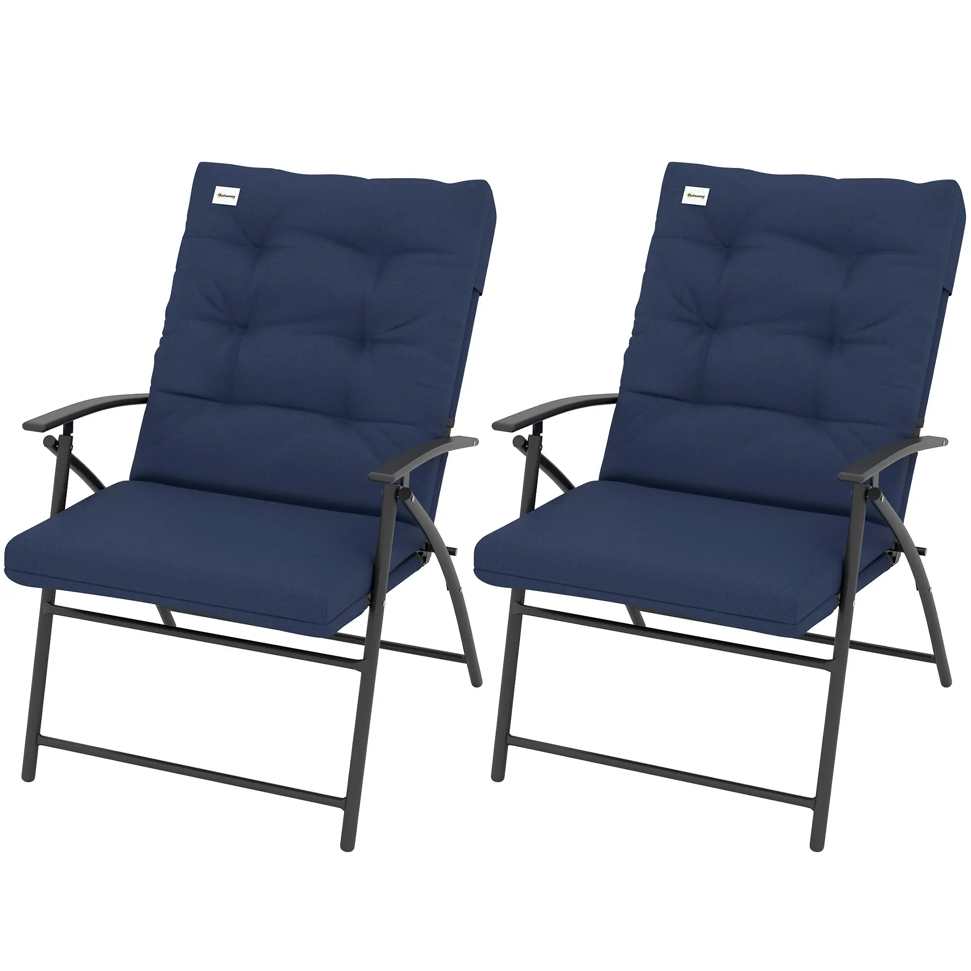 Outdoor Folding Chairs, Set of 2, Adjustable Backrest, Padded, Blue - Image 11