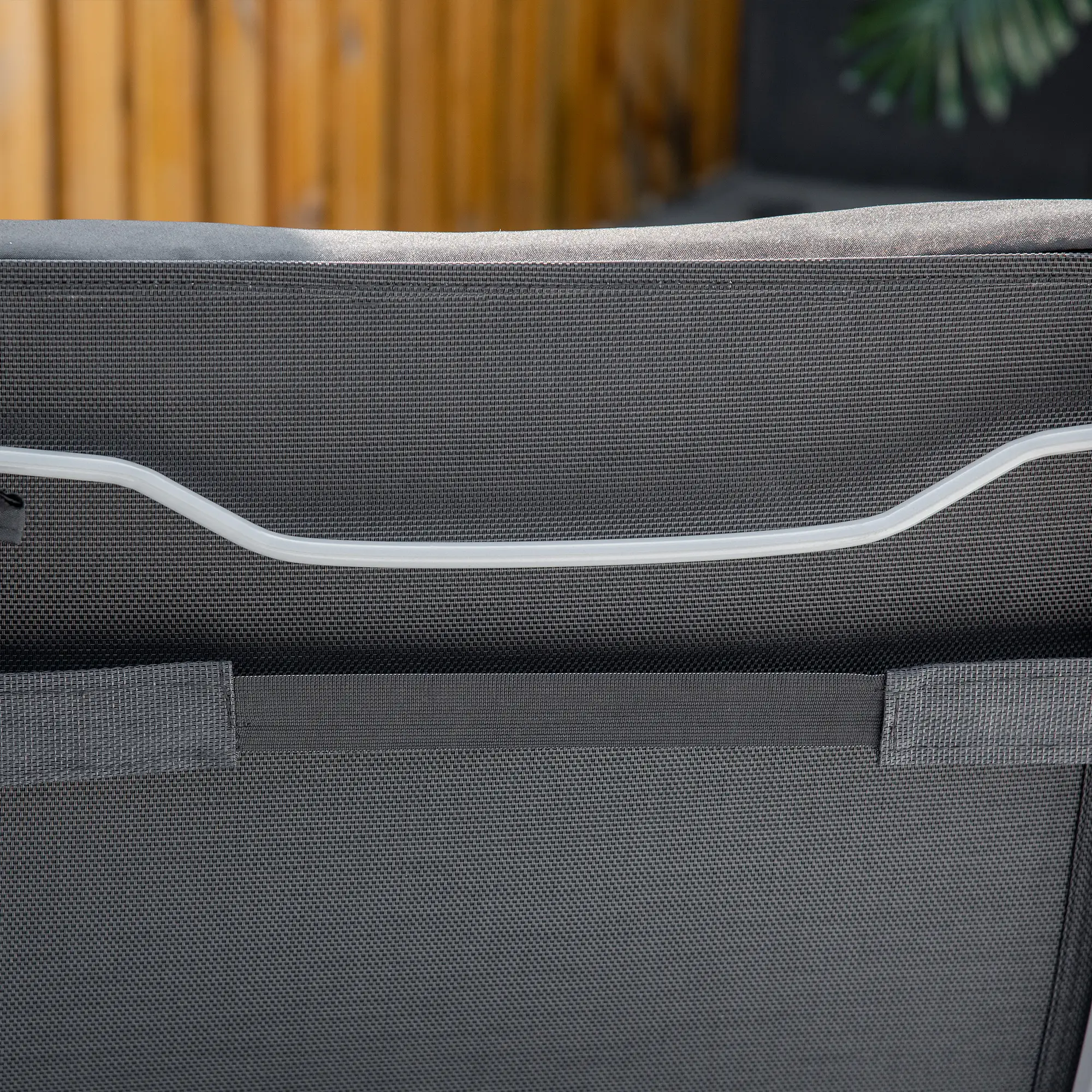 Outdoor Folding Chaise Lounge, Adjustable Backrest, Black - Image 9