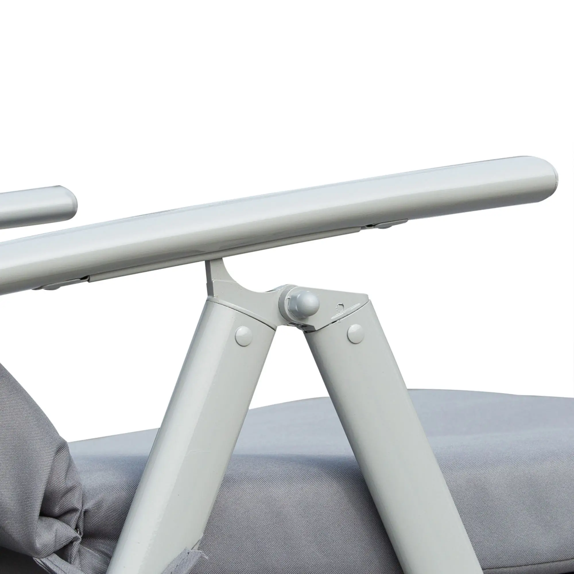 Outdoor Folding Chaise Lounge, Adjustable Backrest, Cushion, Headrest, Grey - Image 10