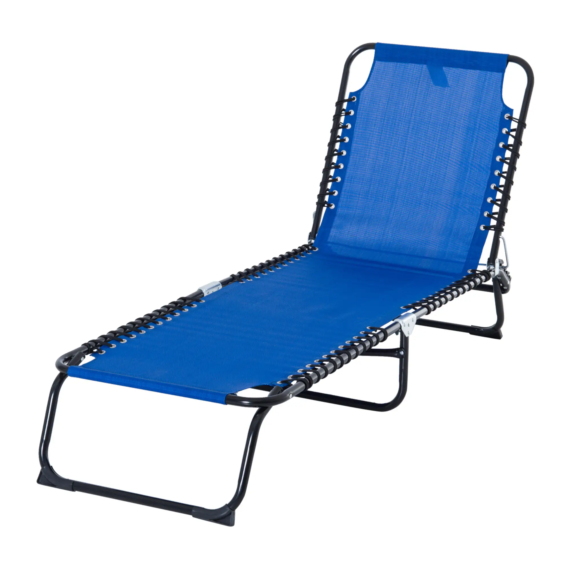 Outdoor Folding Lounge Chair, 4-Level Adjustable, Navy Blue - Image 12