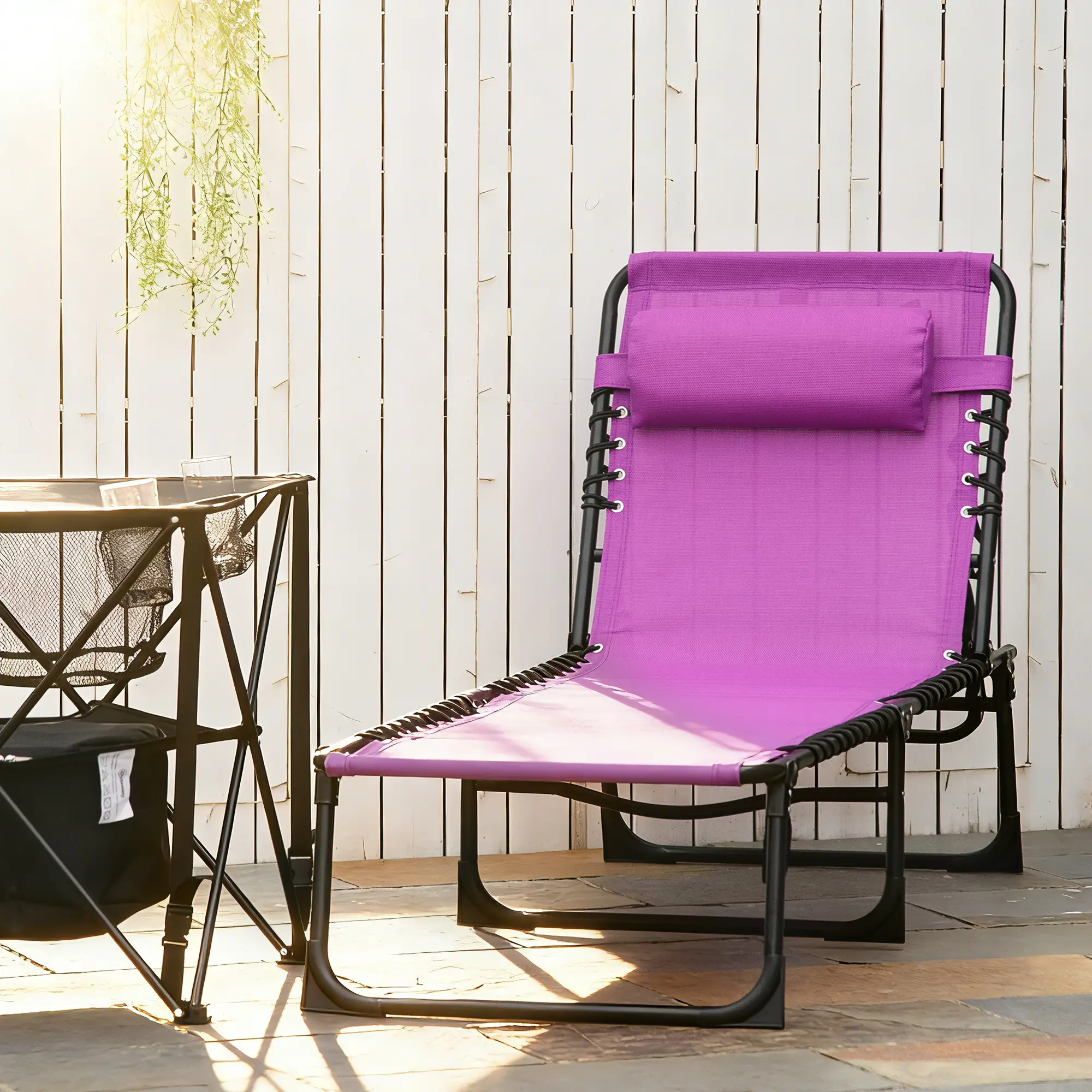 Outdoor Folding Lounge Chair, 4-Level Adjustable, Purple - Image 10