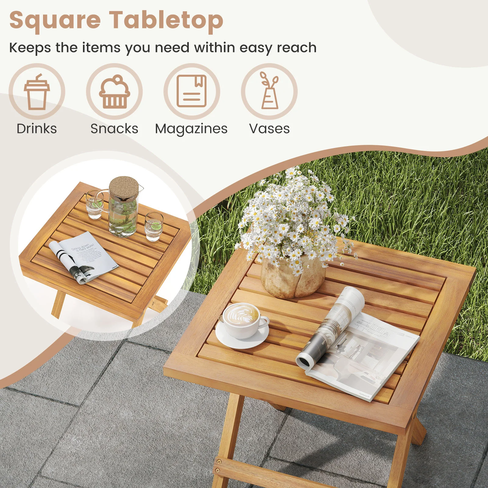 Outdoor Folding Side Table For Small Space And Garden - Image 9