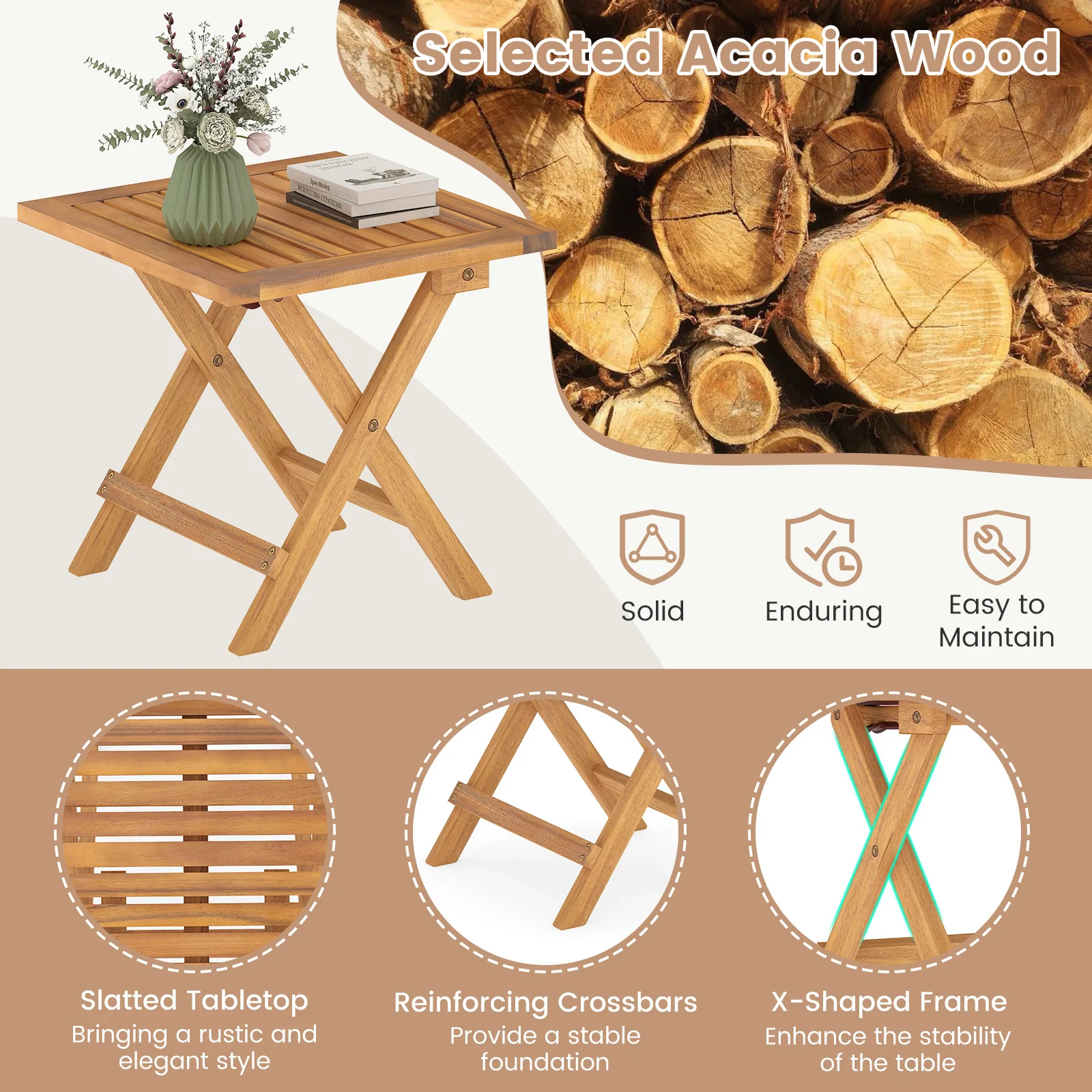 Outdoor Folding Side Table, Small Space Garden Table - Image 9