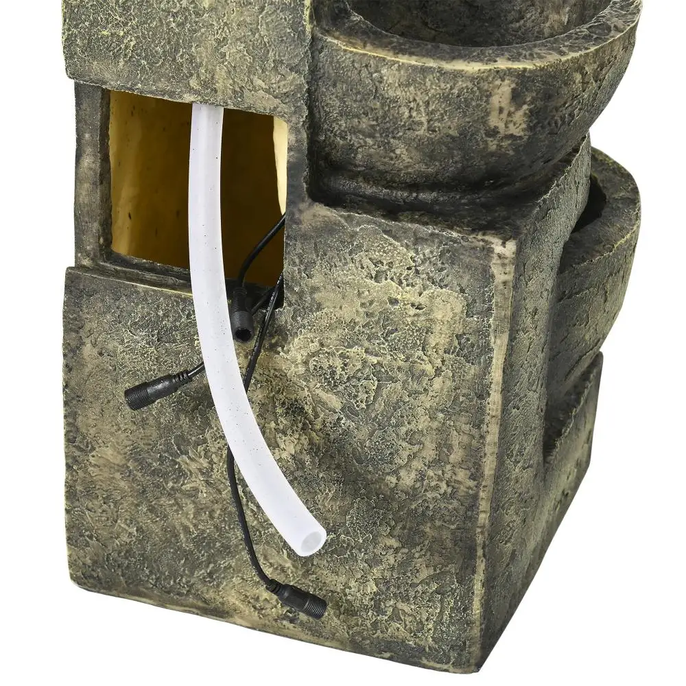 Outdoor Fountain, 4-Tier Stone Look Bowls, Adjustable Flow, LED Lights - Image 11