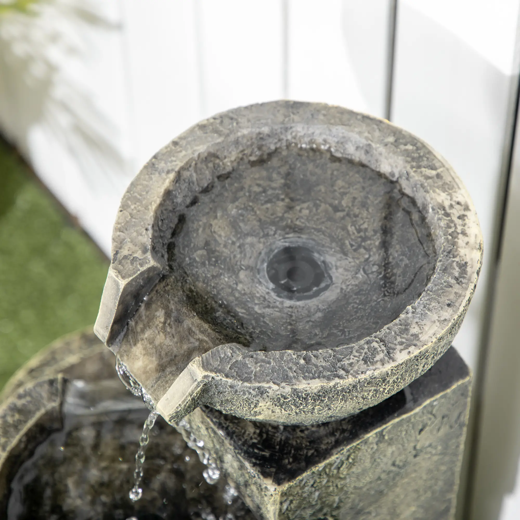 Outdoor Fountain, 4-Tier Stone Look Bowls, Adjustable Flow, LED Lights - Image 9