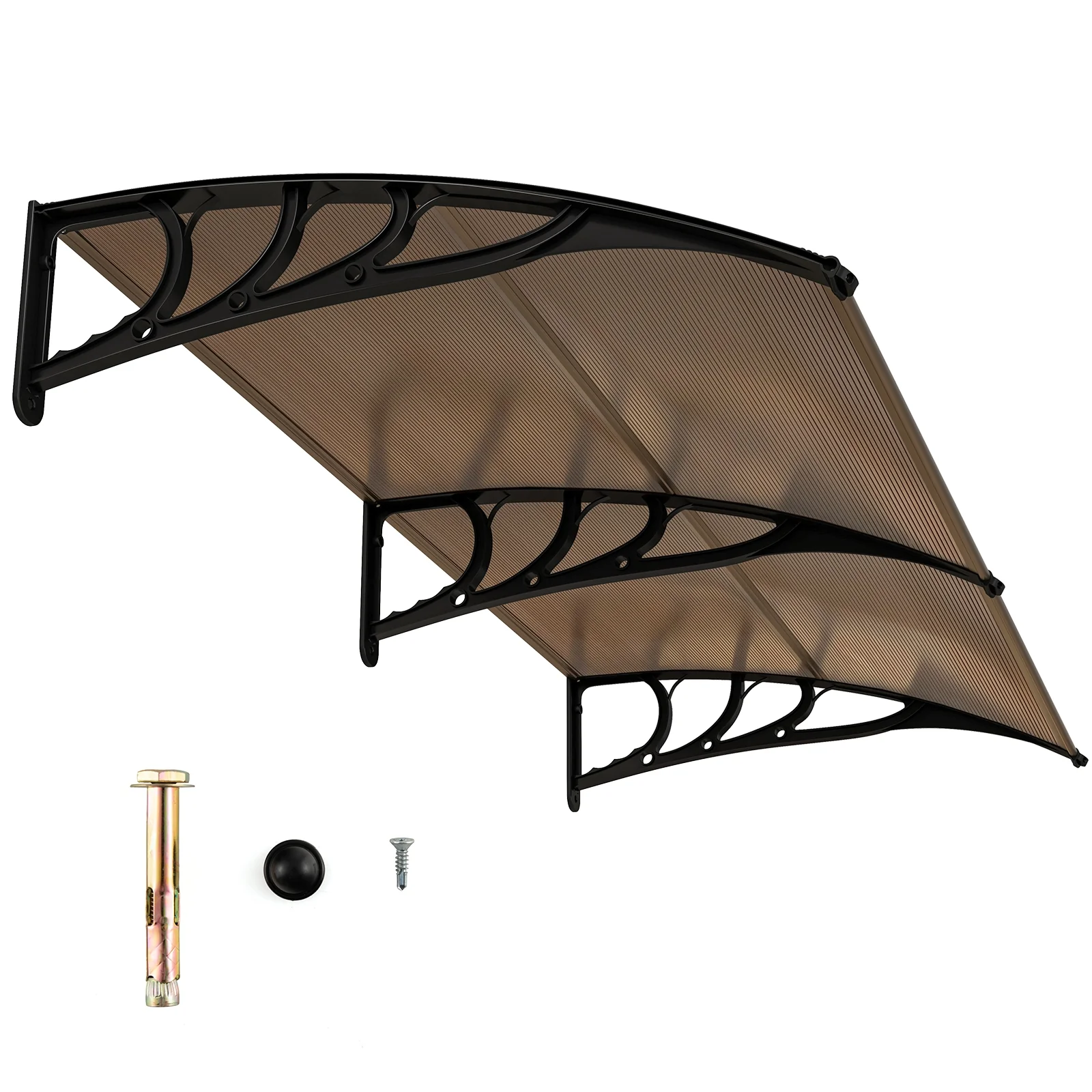 Outdoor Front Door Patio Overhang Awning, 80 x 40 Inch, Brown - Image 4