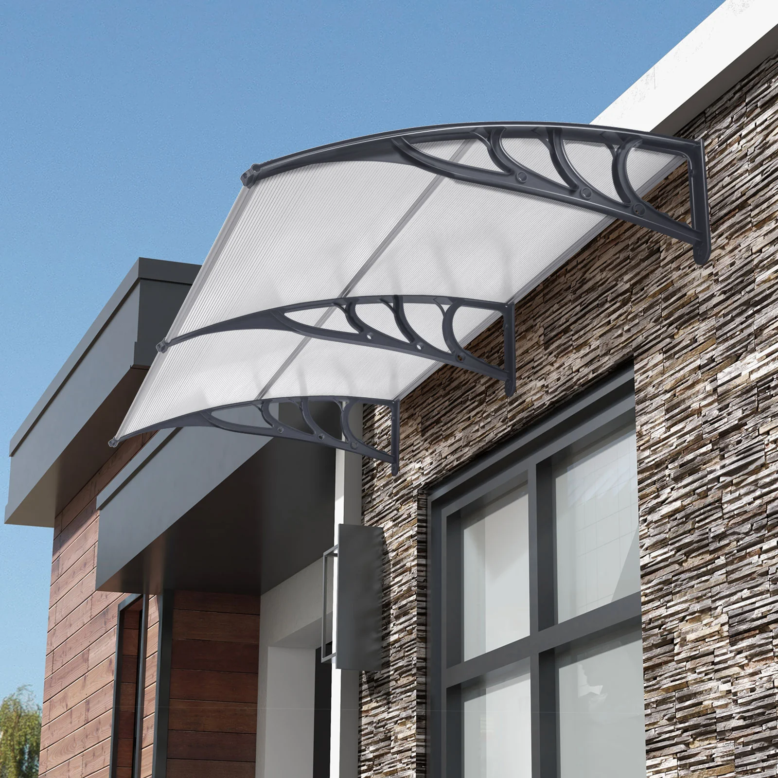 Outdoor Front Door Patio Overhang Awning, Gray - Image 2