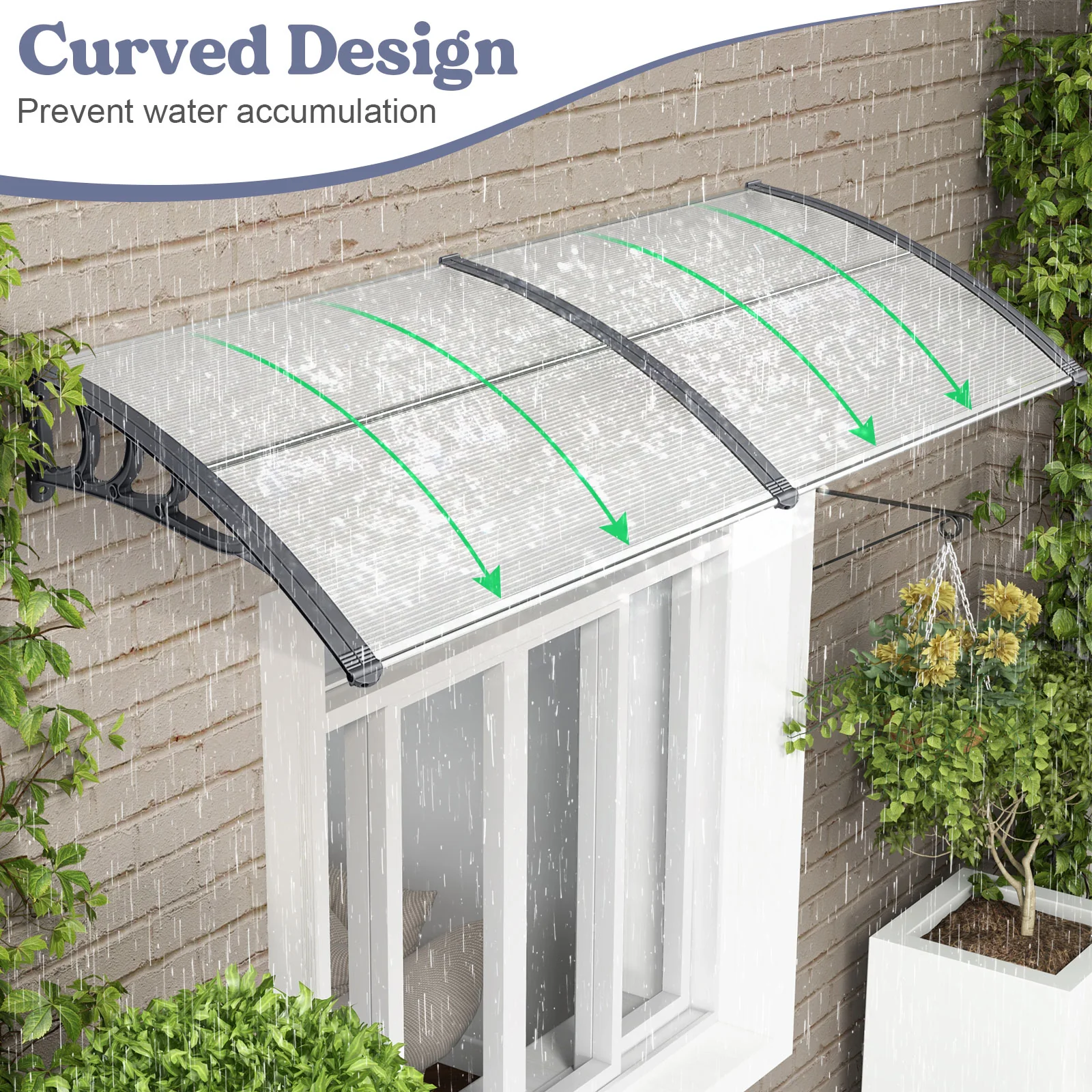 Outdoor Front Door Patio Overhang Awning, Gray - Image 6