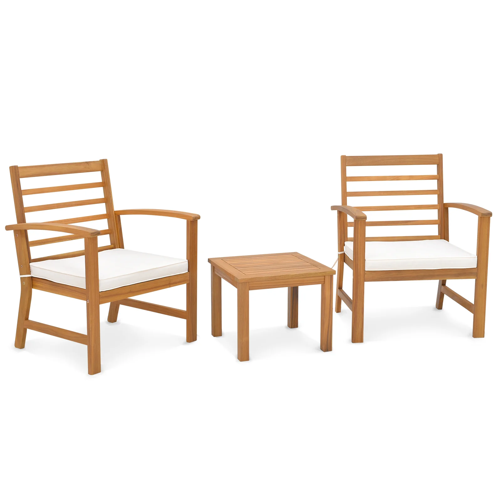 Outdoor Furniture Set, 3 Pieces, Soft Seat Cushions, White - Image 4
