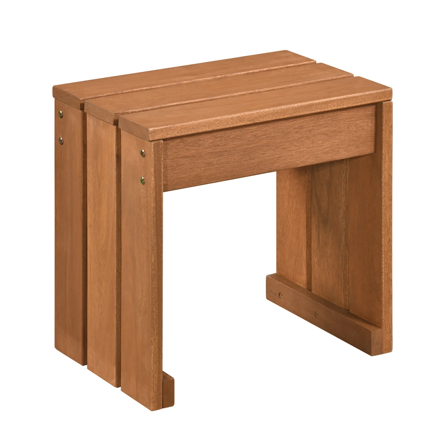 Outdoor Garden Bench, Single Person, Patio Backless, Solid Wood Frame