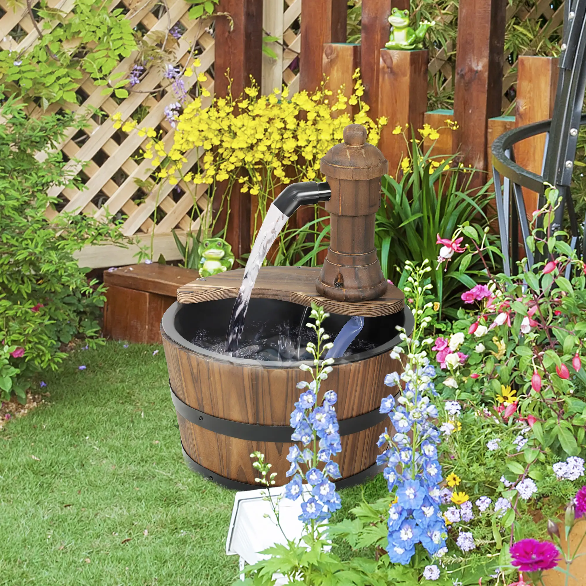 Outdoor Garden Fountain with Electric Pump, Carbonized - Image 2