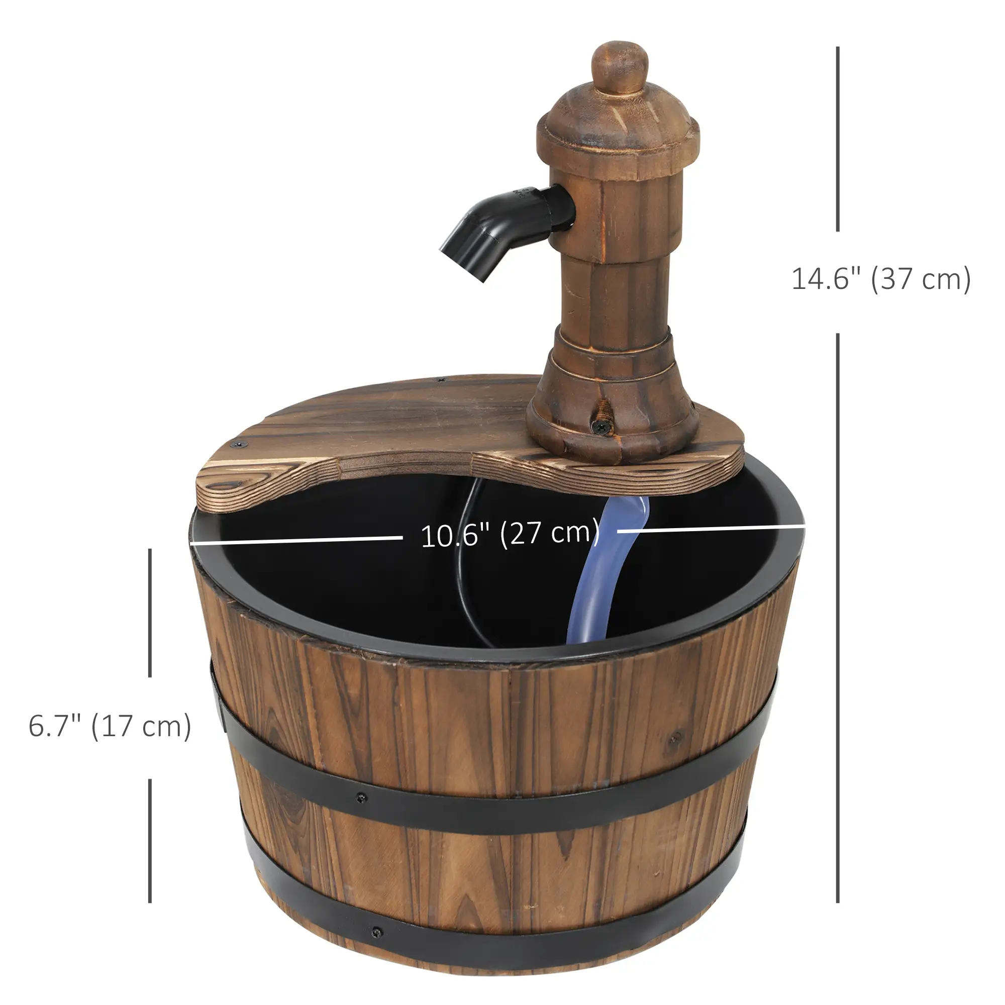 Outdoor Garden Fountain with Electric Pump, Carbonized - Image 3