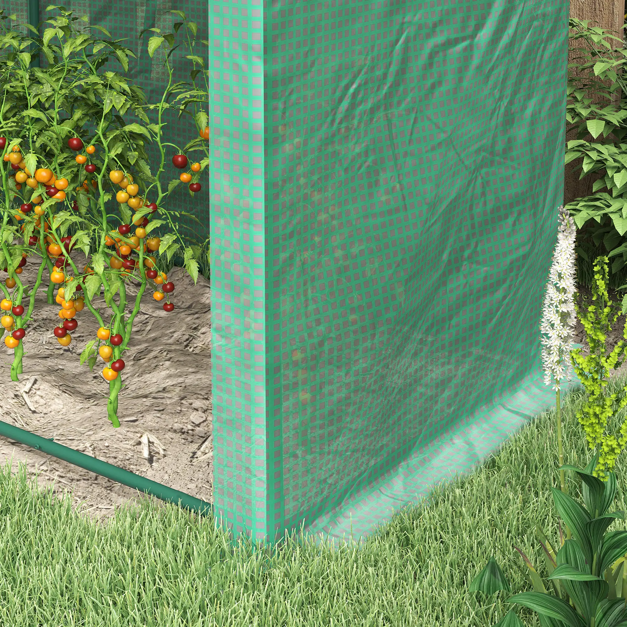 Outdoor Garden Greenhouse, Steel Tent, 2 Doors, 4 Windows, 9.8'x3.3'x6.6', Green - Image 13