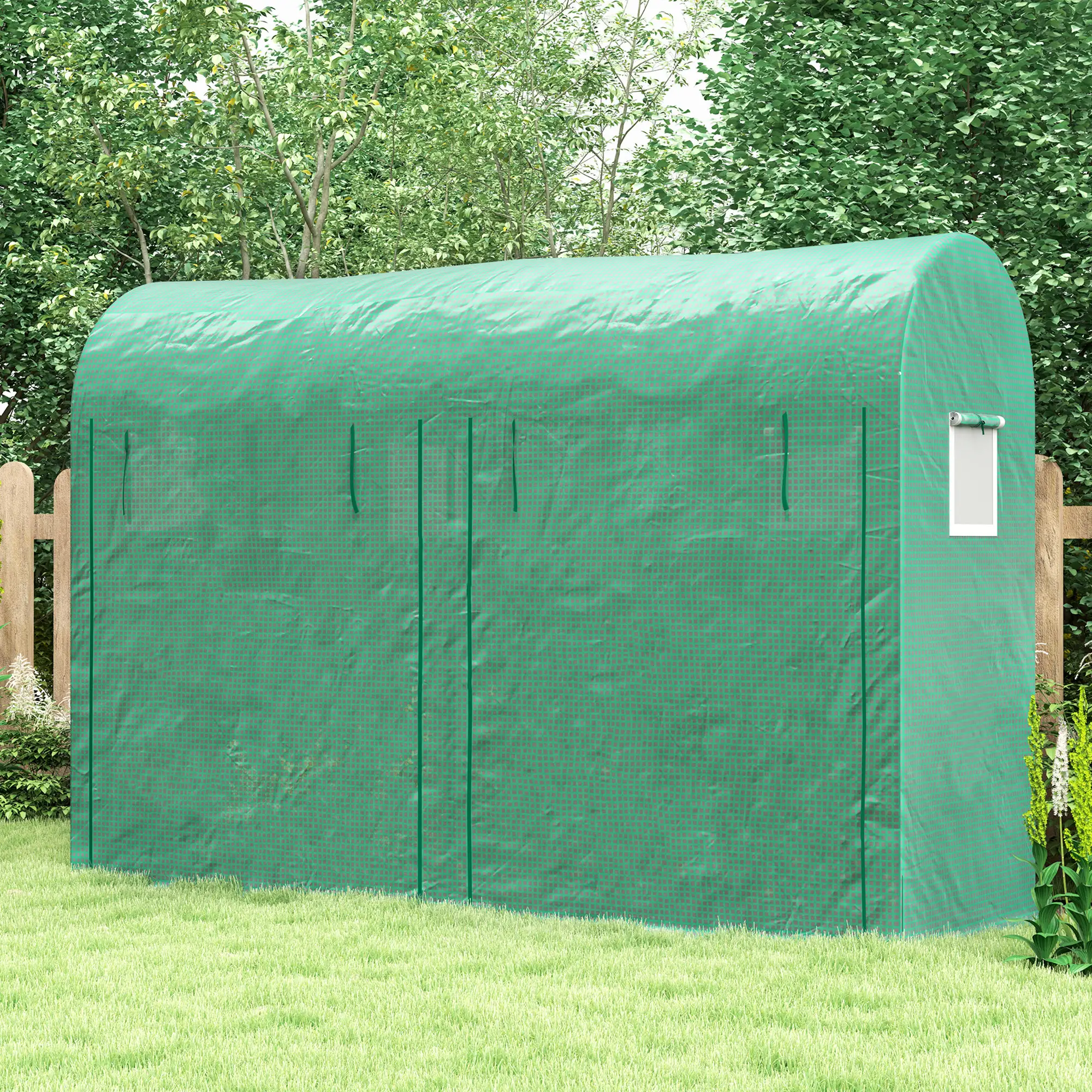 Outdoor Garden Greenhouse, Steel Tent, 2 Doors, 4 Windows, 9.8'x3.3'x6.6', Green - Image 9