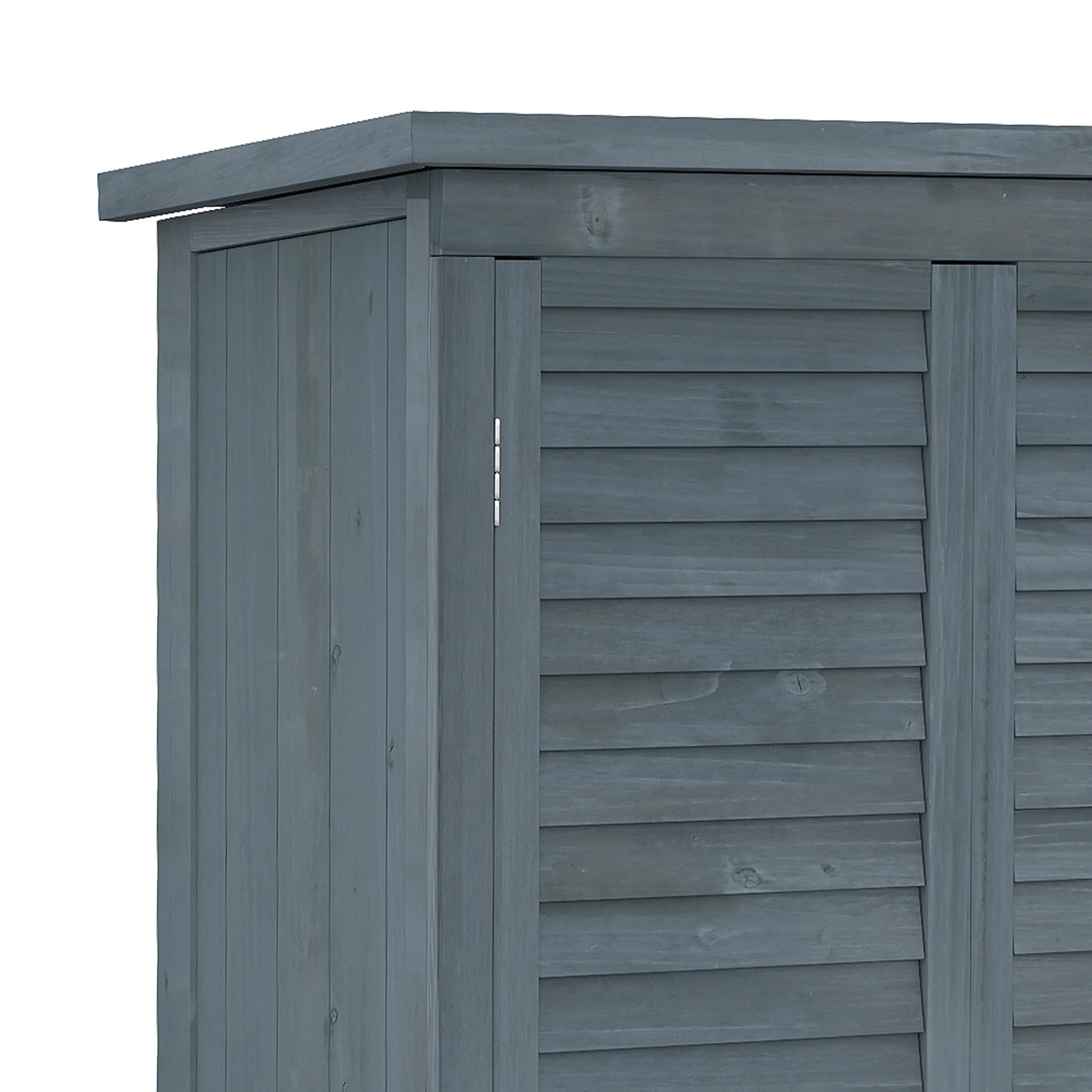 Outdoor Garden Shed, Wooden Tool Storage, 3-Tier Shelves, 34.3" x 18.3" x 63", Grey - Image 10