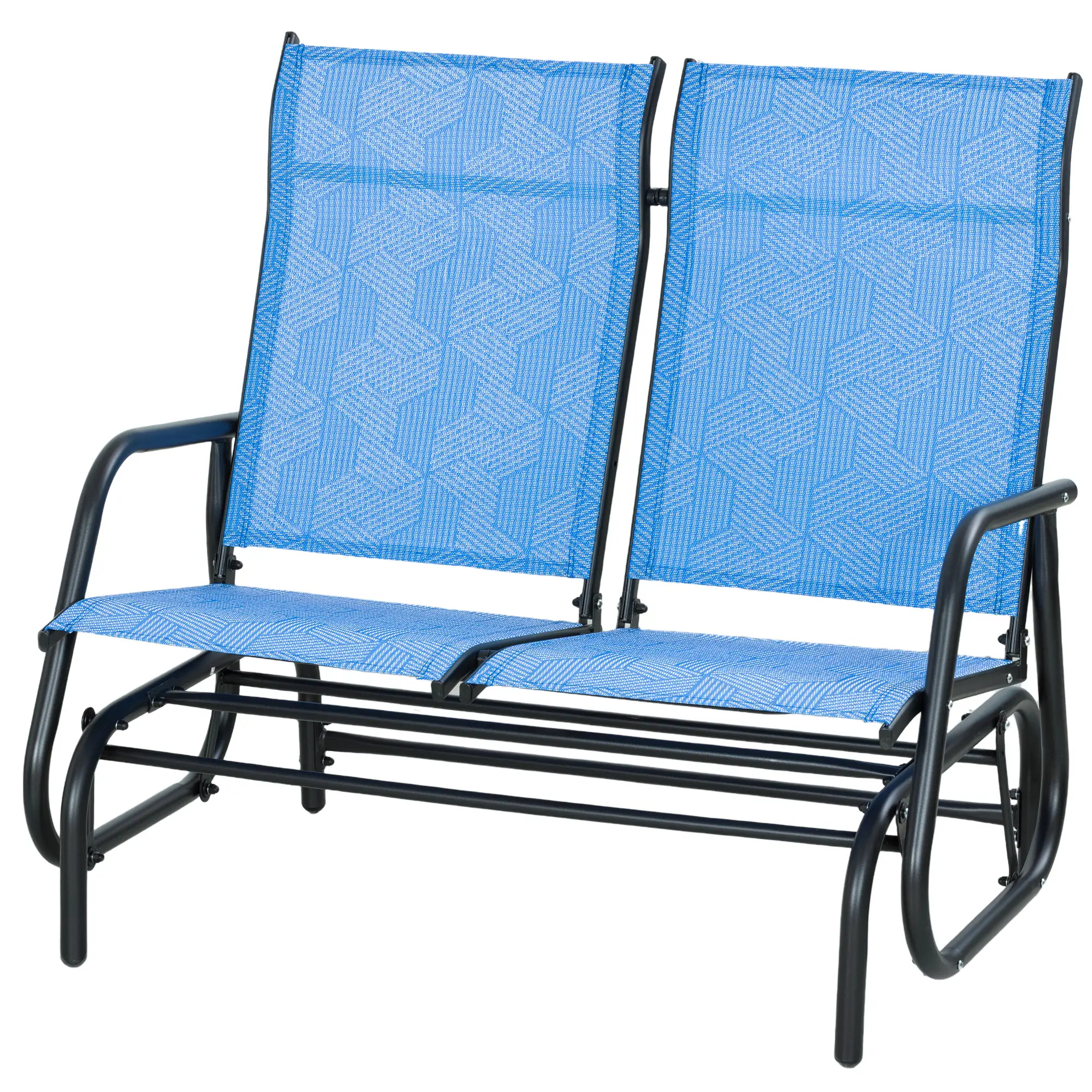 Outdoor Glider Bench, 2 Person Patio Glider, Blue