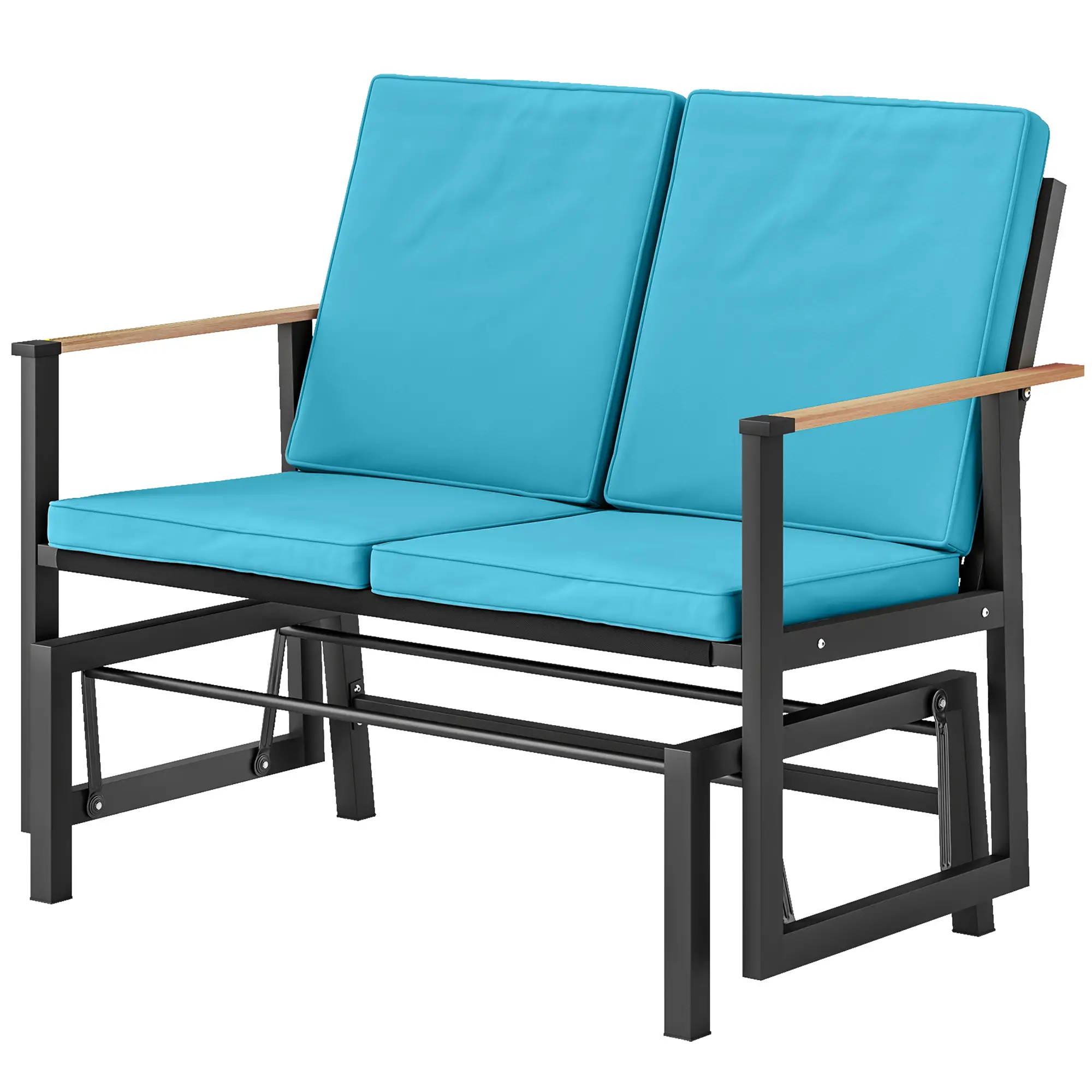 Outdoor Glider Bench For 2, With Thick Cushions, Navy Blue