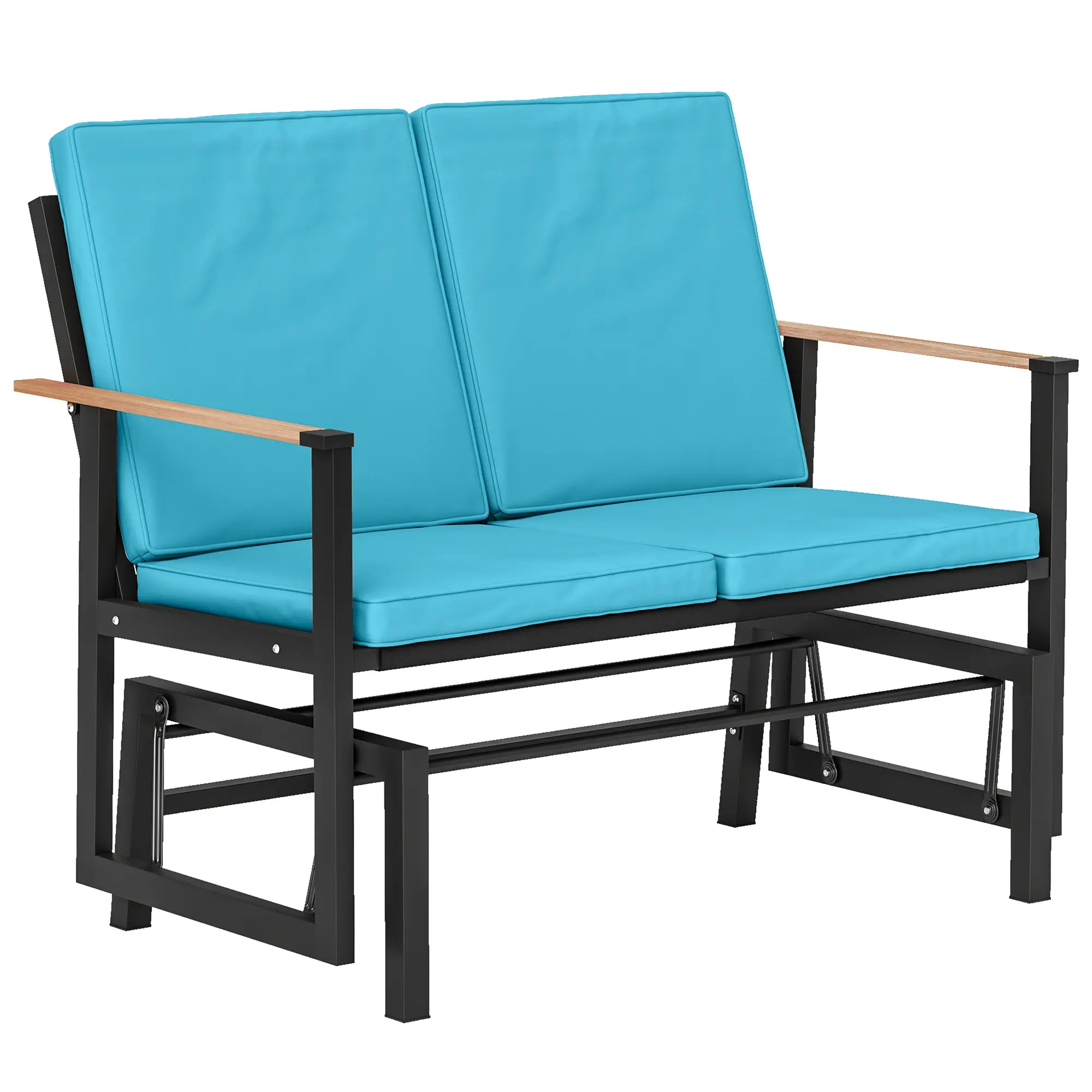 Outdoor Glider Bench For 2, With Thick Cushions, Navy Blue - Image 11