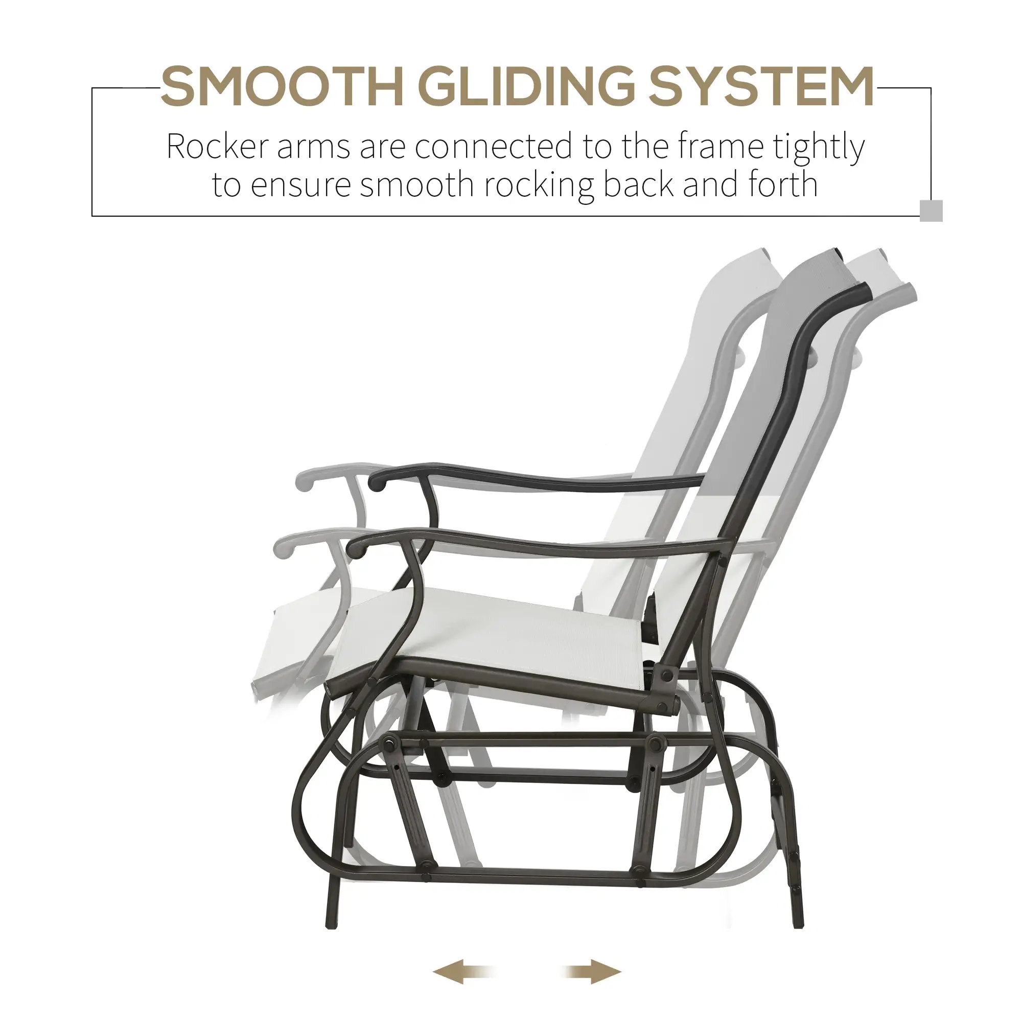 Outdoor Glider Chair, Steel Frame, Mesh Fabric, Cream White - Image 4