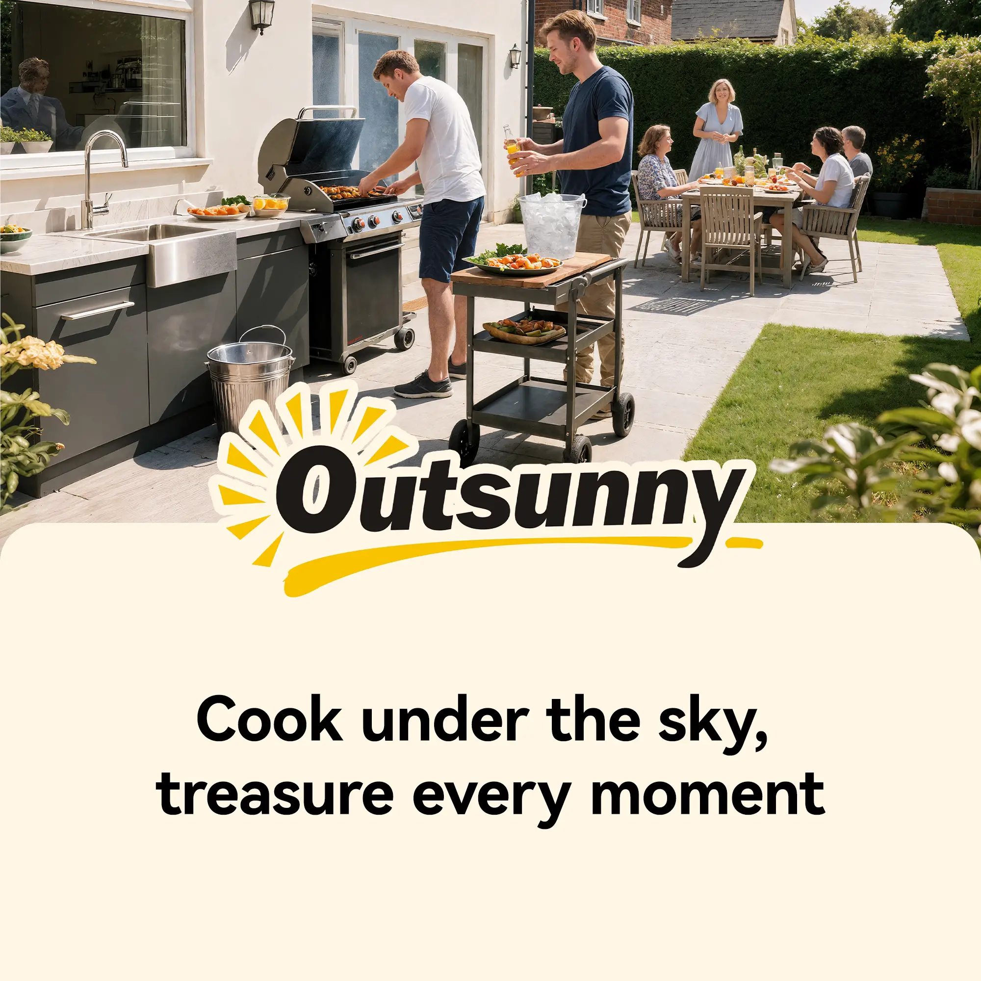 Outdoor Grill Cart, 2-Tier Pizza Oven Stand, Black And Brown - Image 10