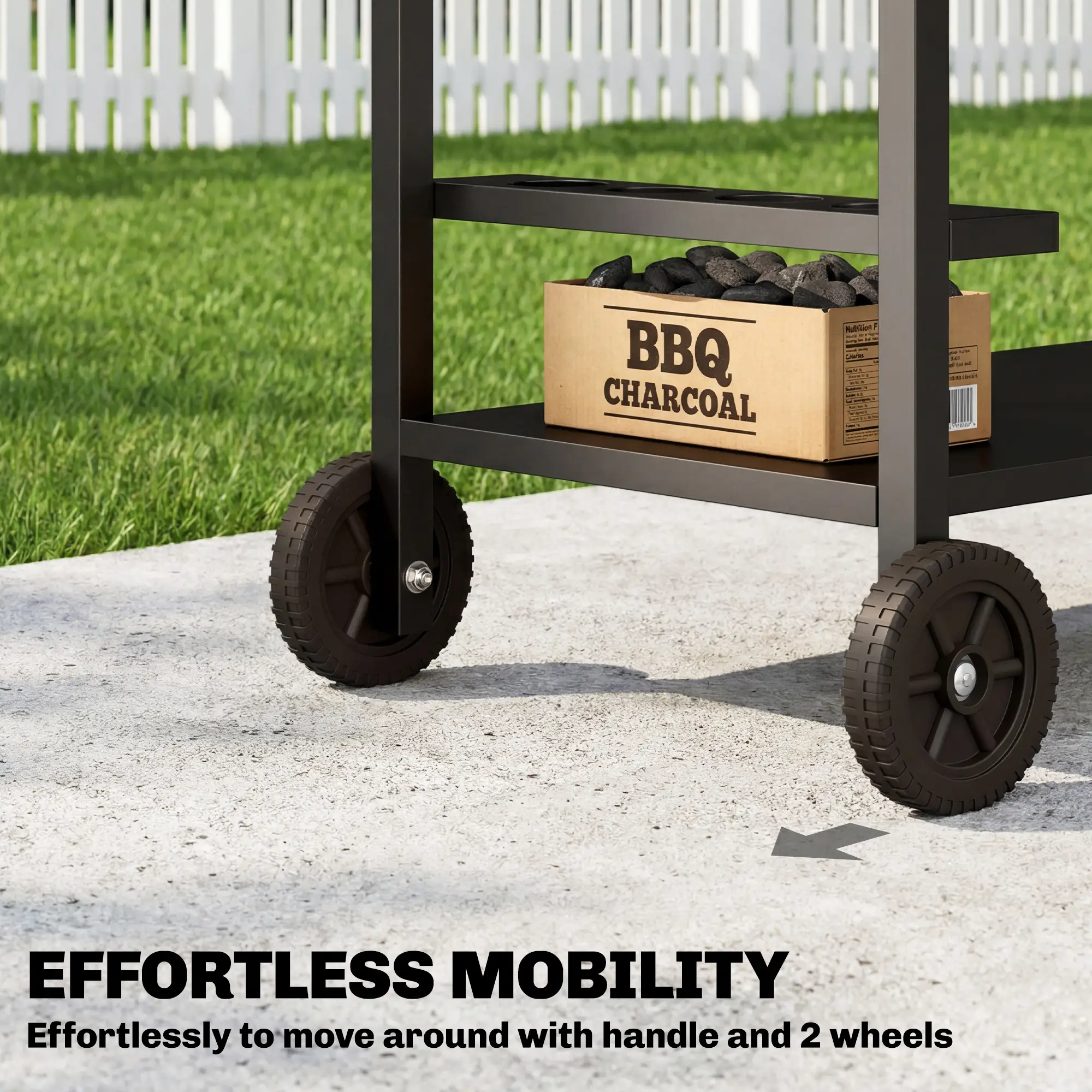 Outdoor Grill Cart, 2-Tier Pizza Oven Stand, Black And Brown - Image 7