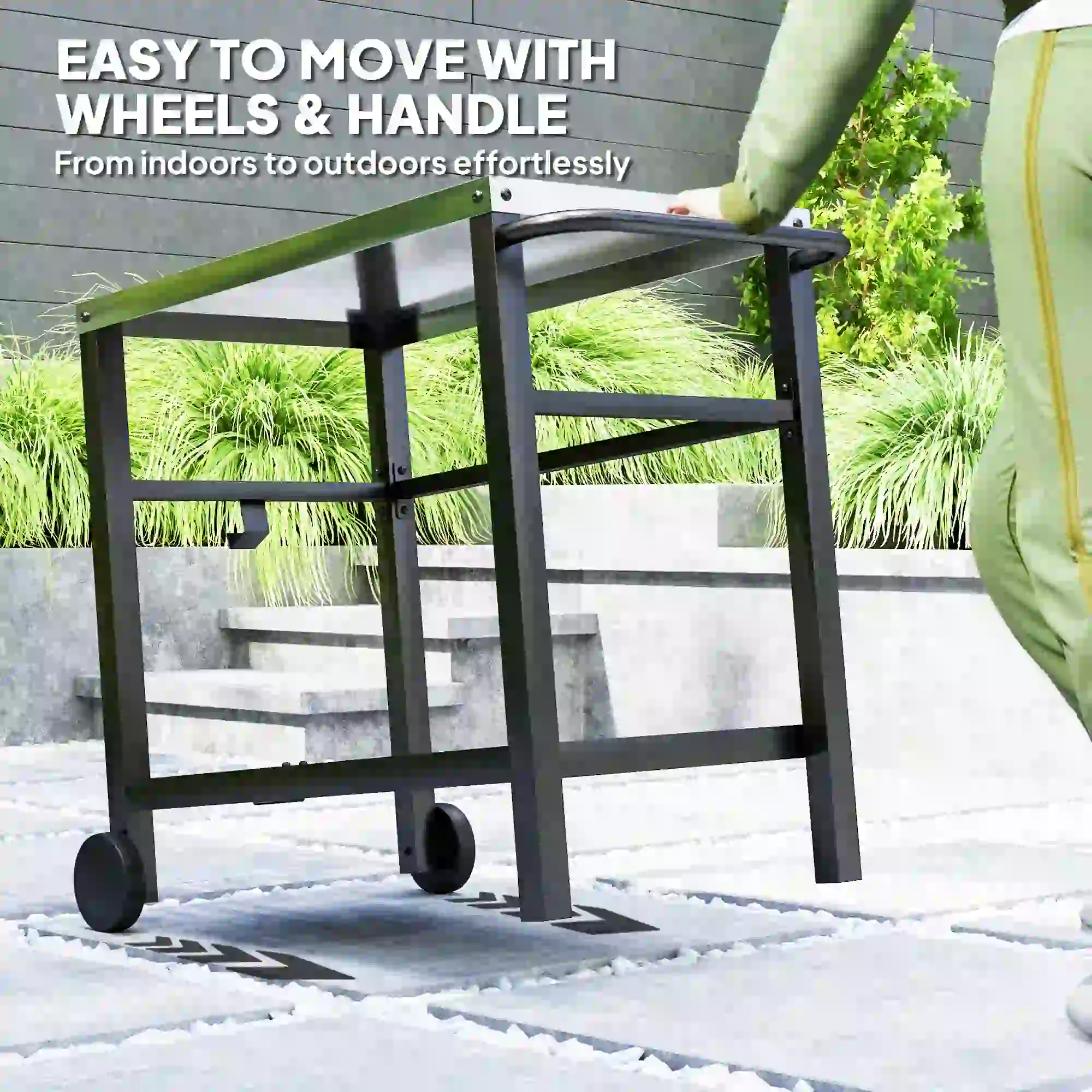 Outdoor Grill Cart, Stainless Steel Tabletop, 2-Shelf, Charcoal Grey - Image 6