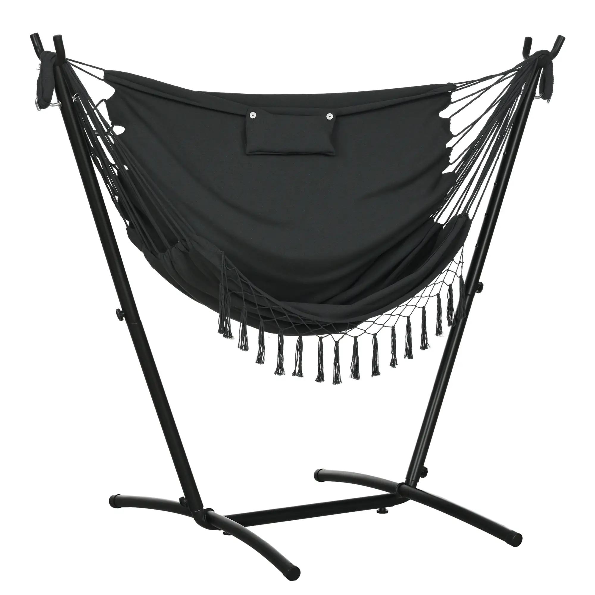 Outdoor Hammock Chair With Stand, Side Pocket And Headrest, Dark Grey - Image 11