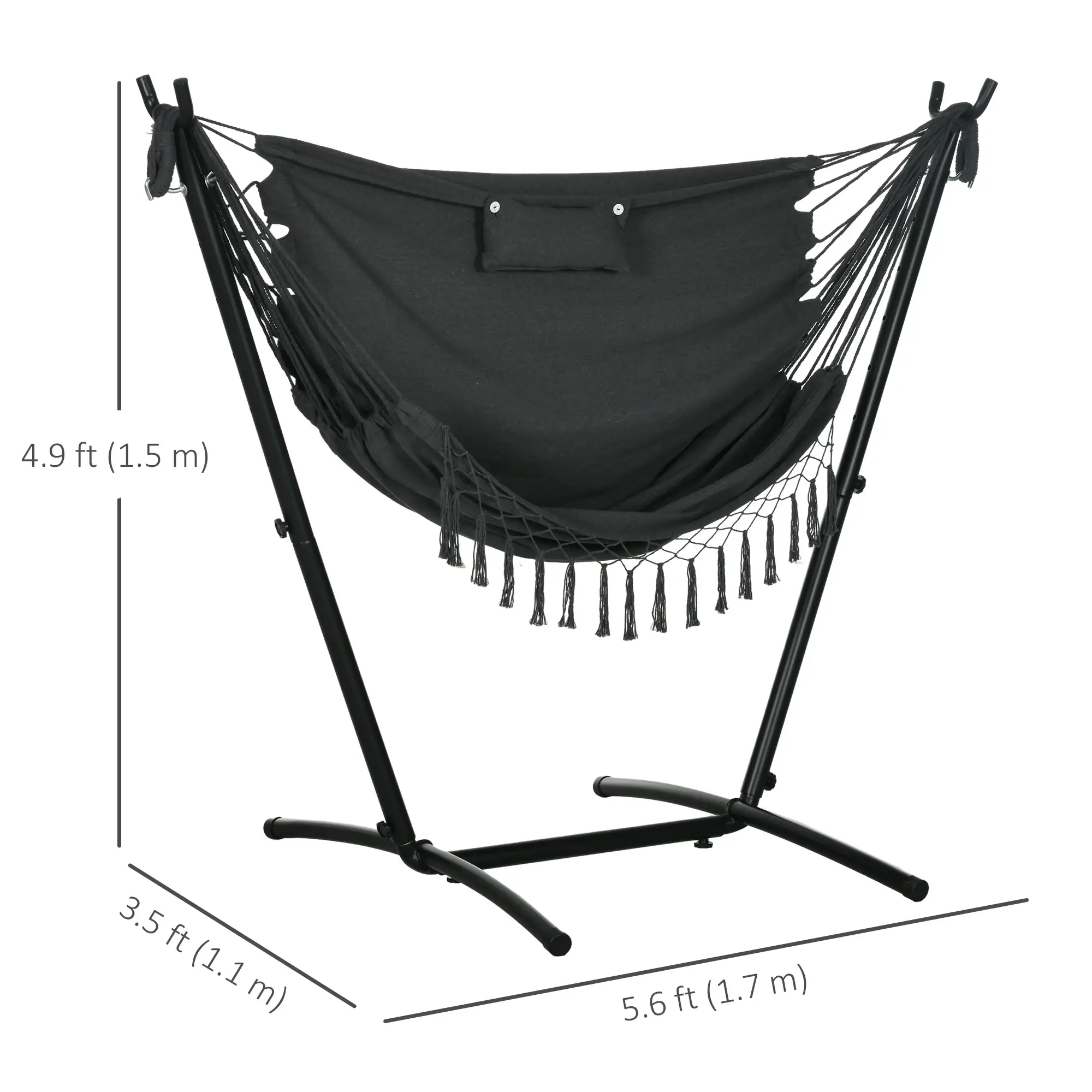 Outdoor Hammock Chair With Stand, Side Pocket And Headrest, Dark Grey - Image 3