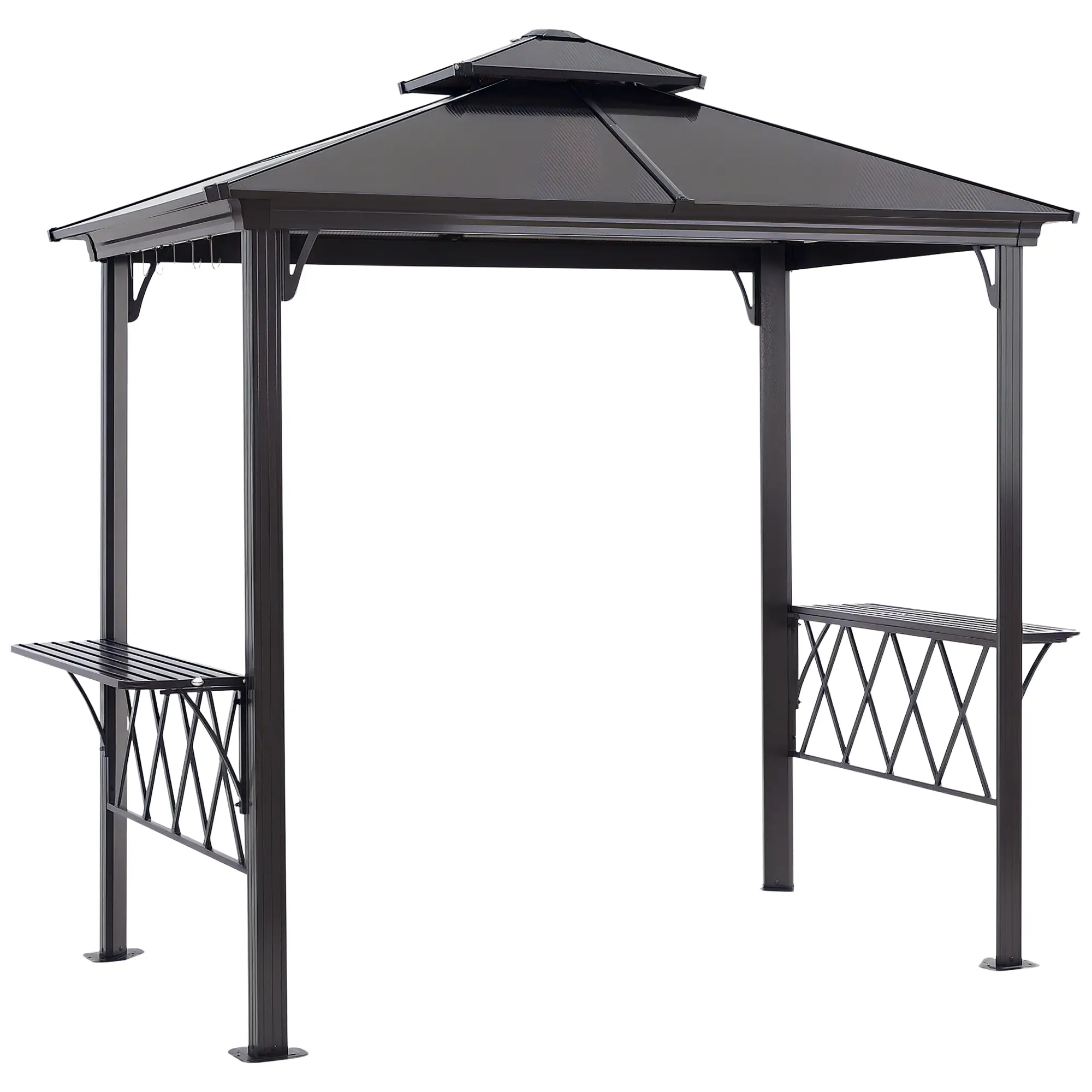 Outdoor Hardtop Grill Gazebo, BBQ Canopy With 6 Hooks, Double Vented PC Roof - Image 10
