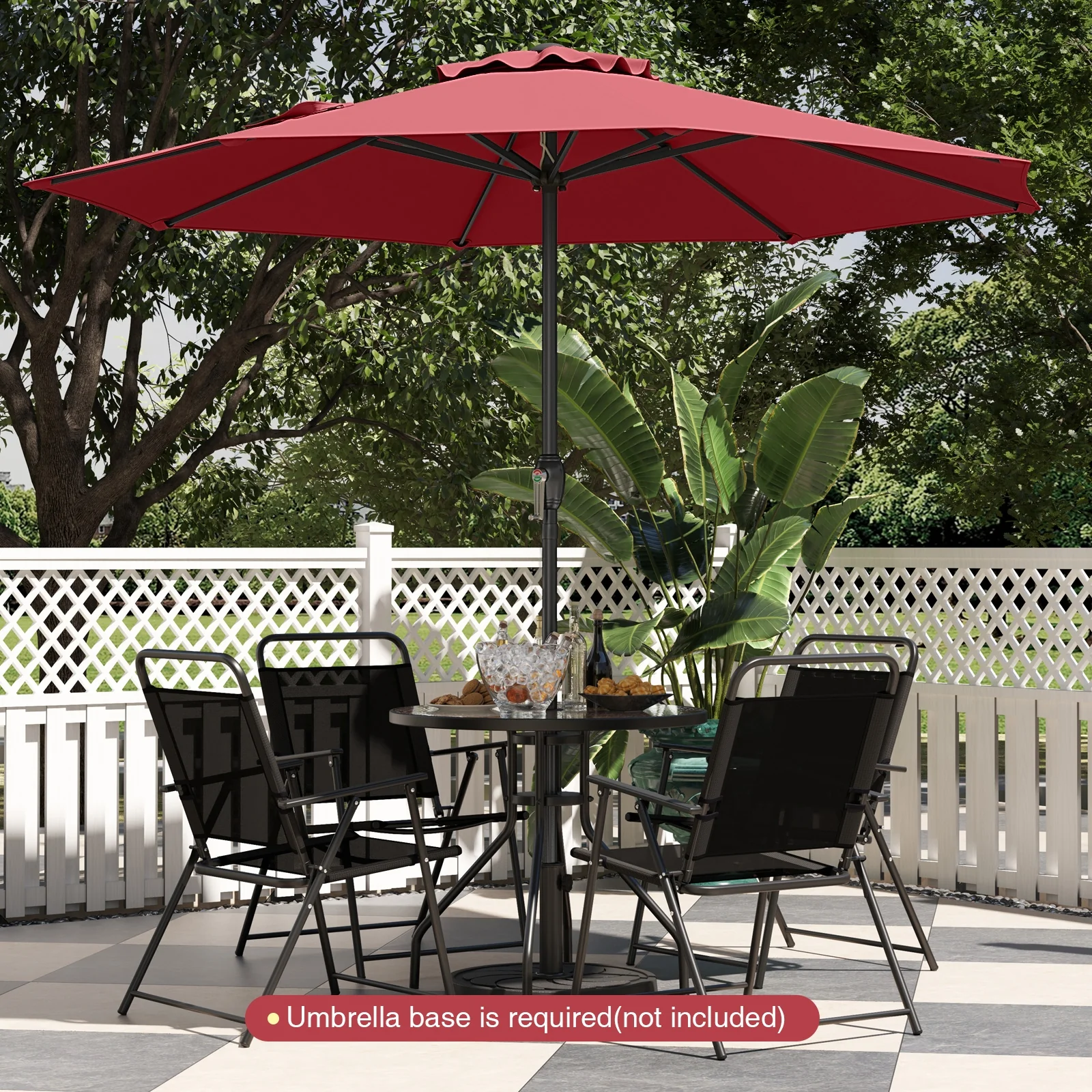 Outdoor Heavy Duty Market Umbrella, Crank Handle, 8 Ribs, Red - Image 2