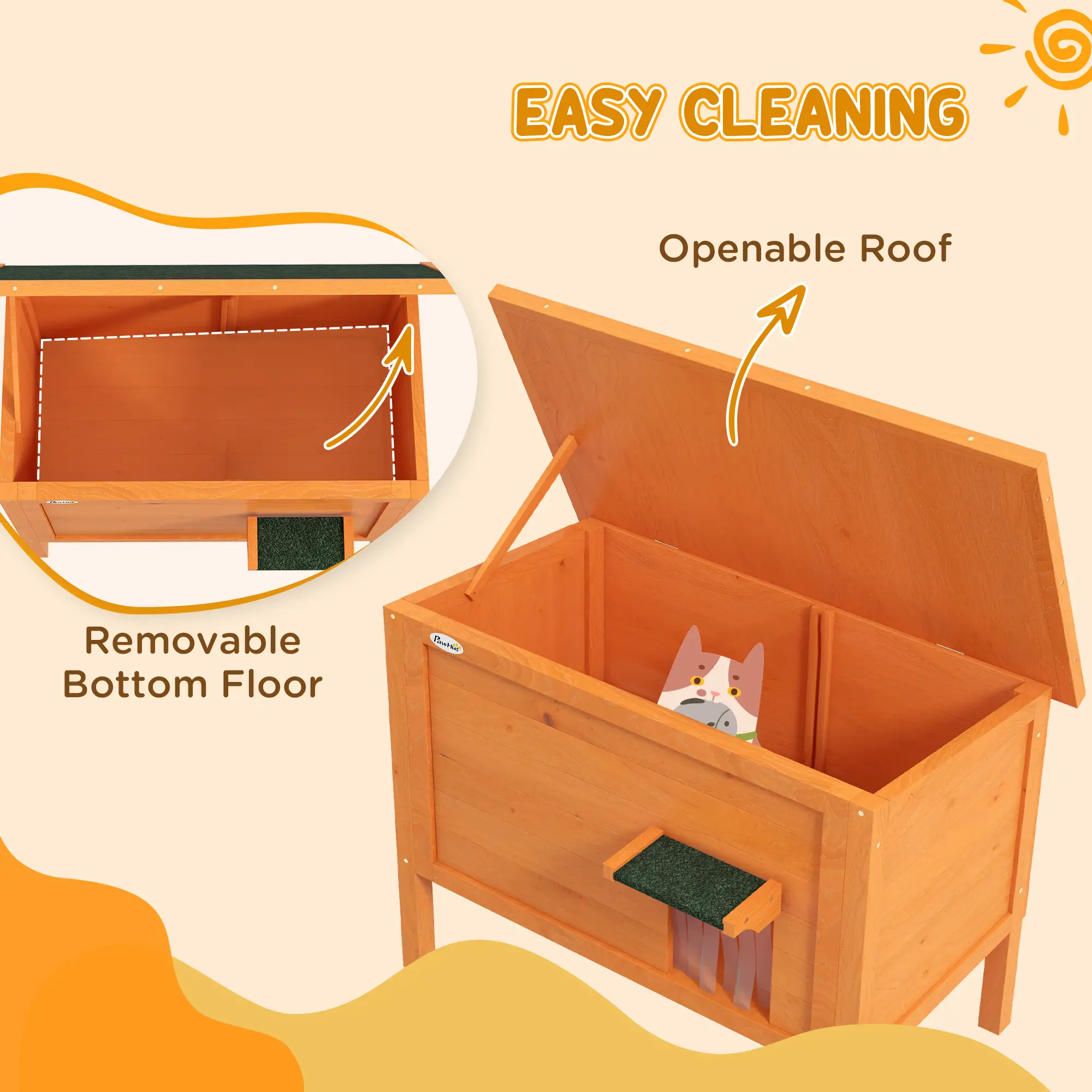 Outdoor Insulated Cat House, Asphalt Roof, Removable Floor, for Small Animals - Image 5
