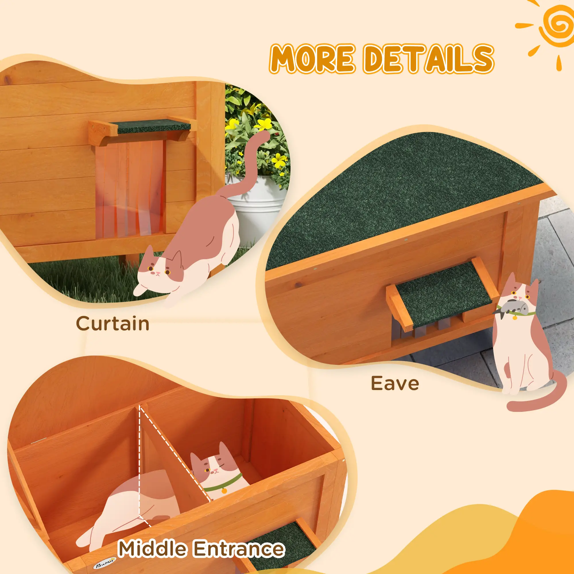 Outdoor Insulated Cat House, Asphalt Roof, Removable Floor, for Small Animals - Image 7