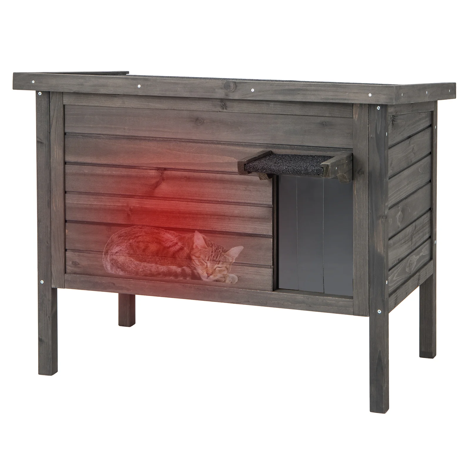 Outdoor Insulated Cat House, Gray - Image 5