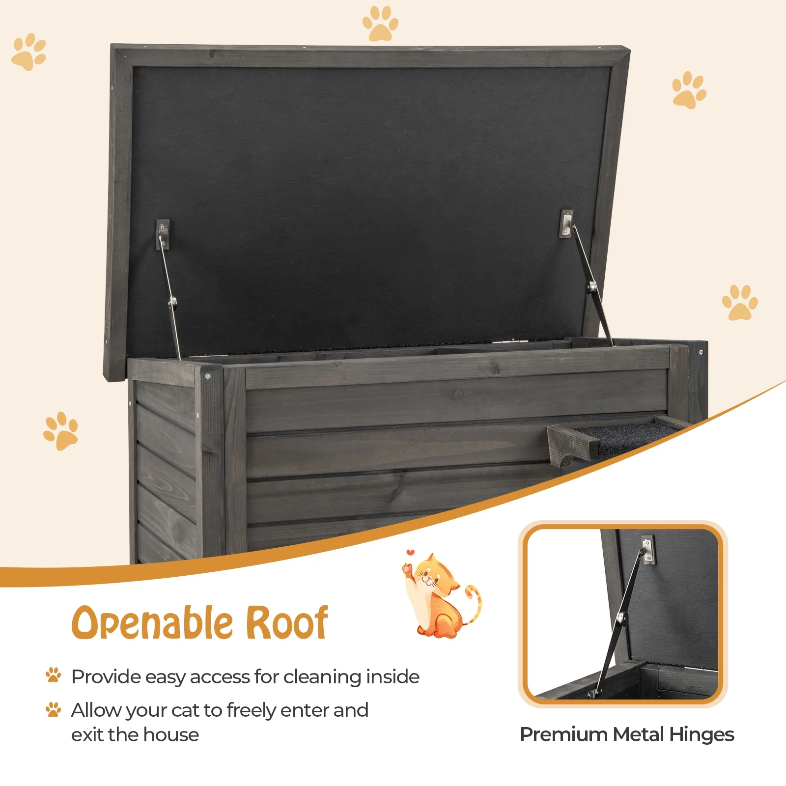 Outdoor Insulated Cat House, Gray - Image 8