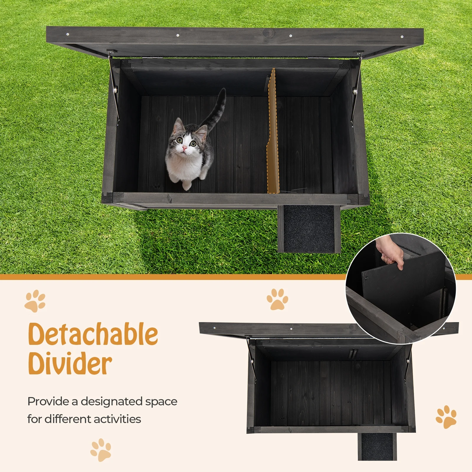 Outdoor Insulated Cat House, Gray - Image 9