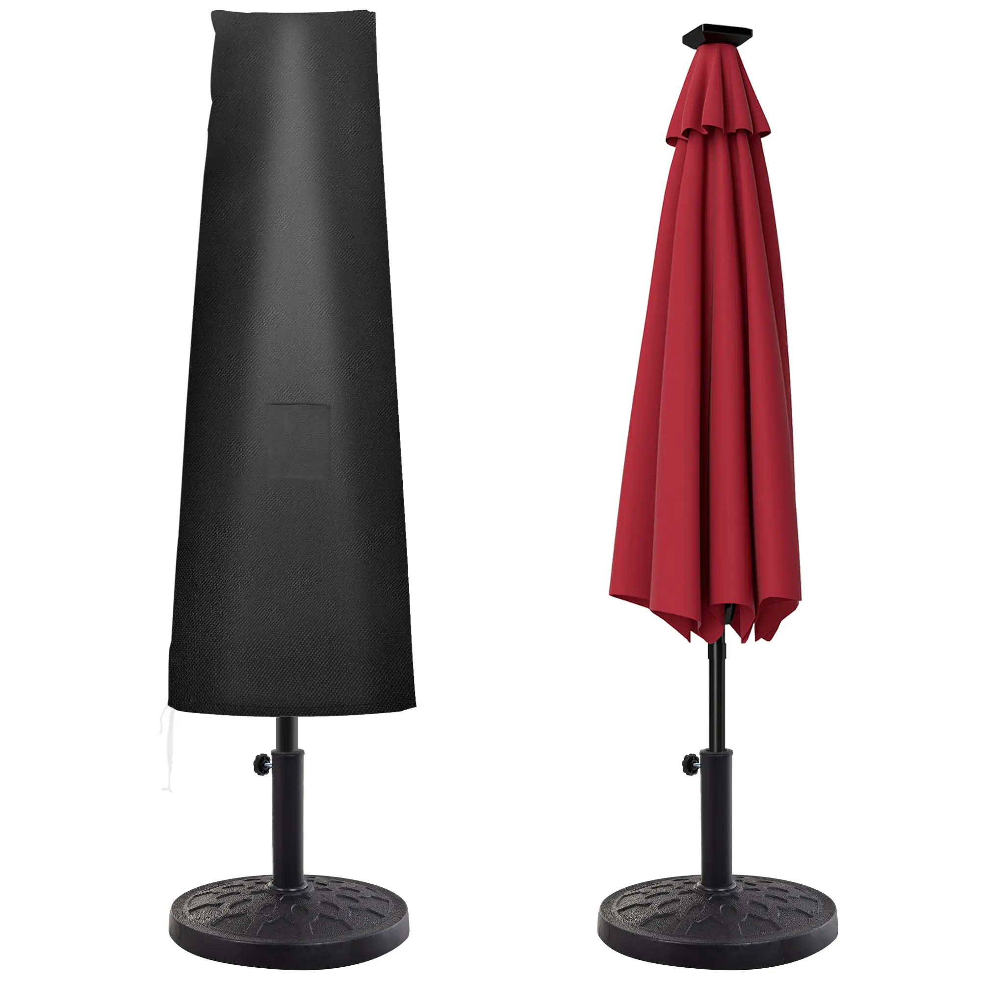 Outdoor Large Umbrella Cover, Patio Cantilever Banana Parasol Protector, Weather Resistant, Black