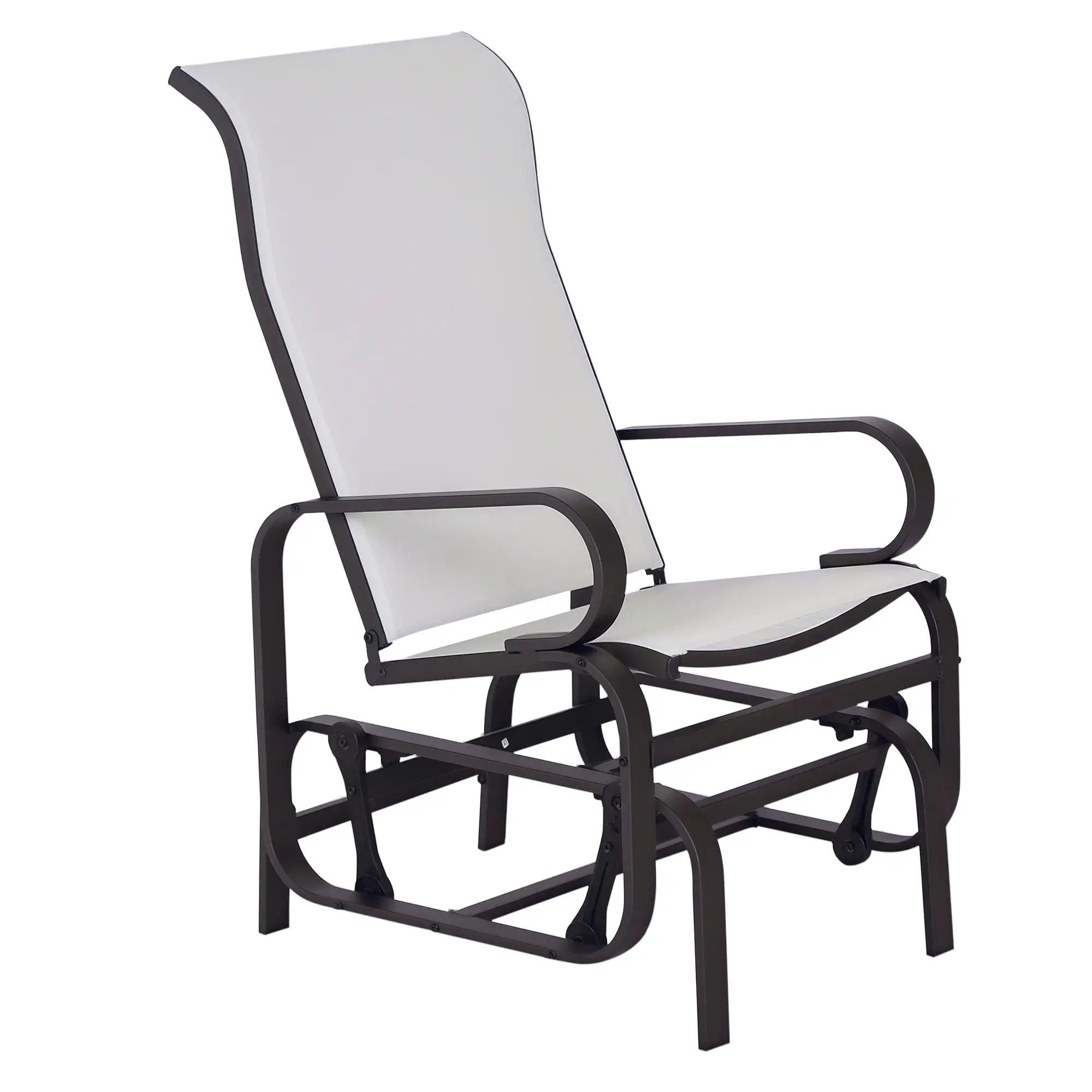 Outdoor Mesh Glider Swing Chair, Patio Garden Rocking Seat, Brown Beige